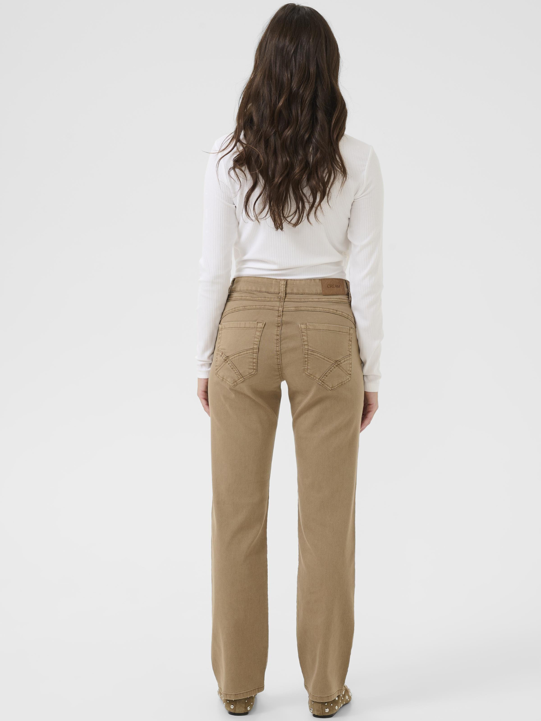 Cream Sophia LP Straight Twill women’s straight-leg trousers with regular waist and full-length fit, styled with a long-sleeve top.