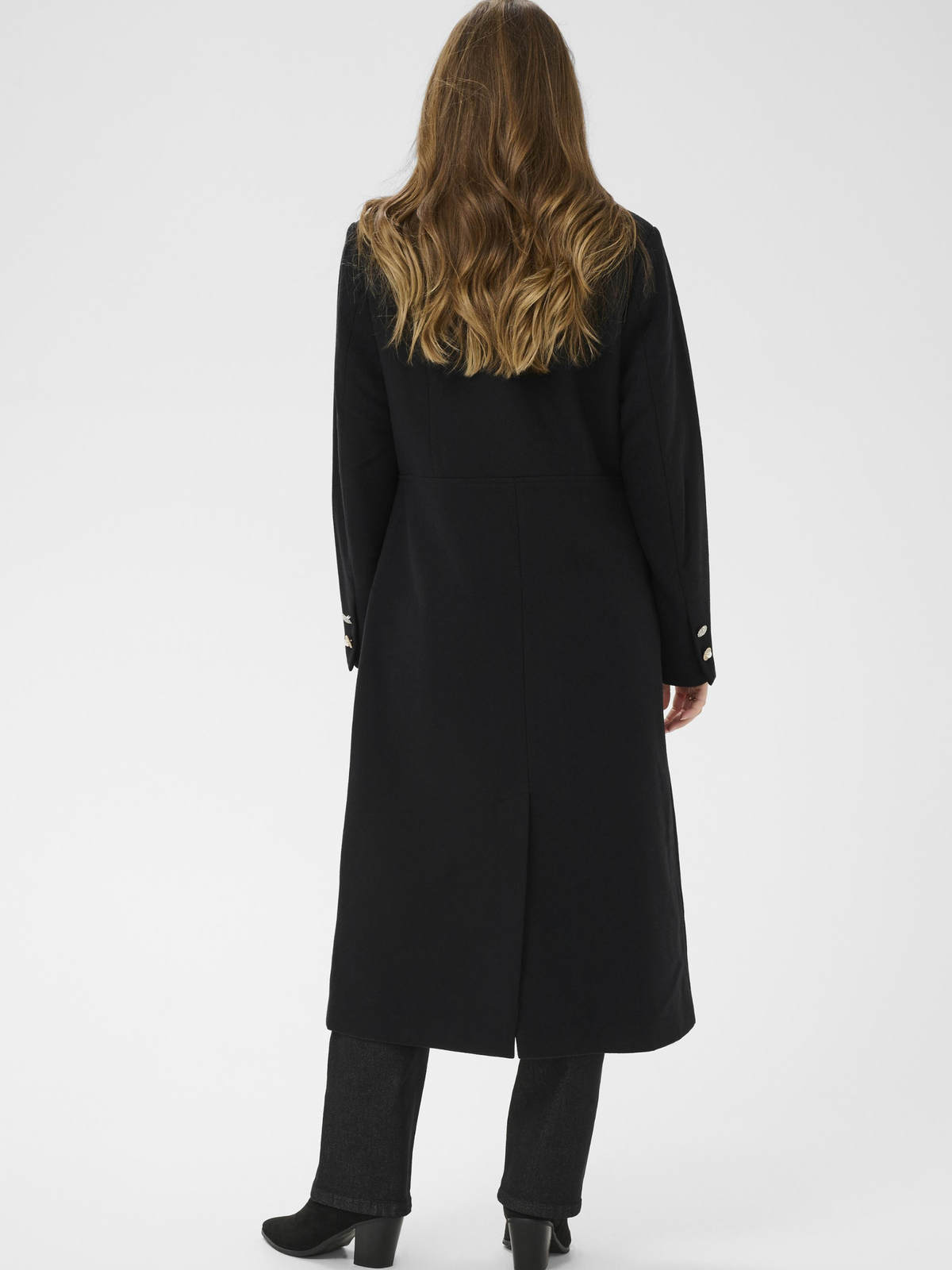 Cream Tolsa Long Coat feminine fit midi length tailored coat with button fastening