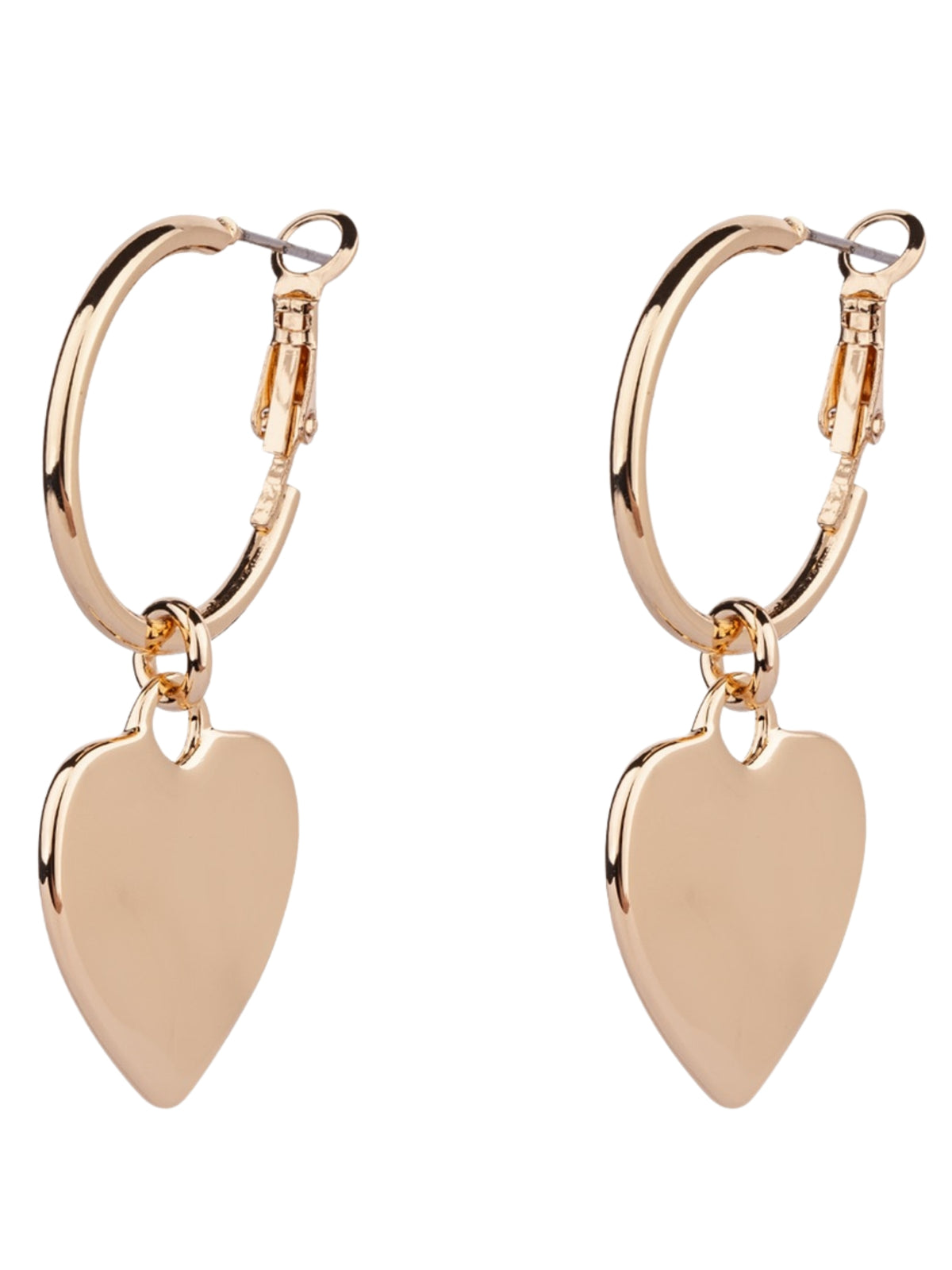 D&X DE1057K Earring with hoop design and hanging heart charm detail.