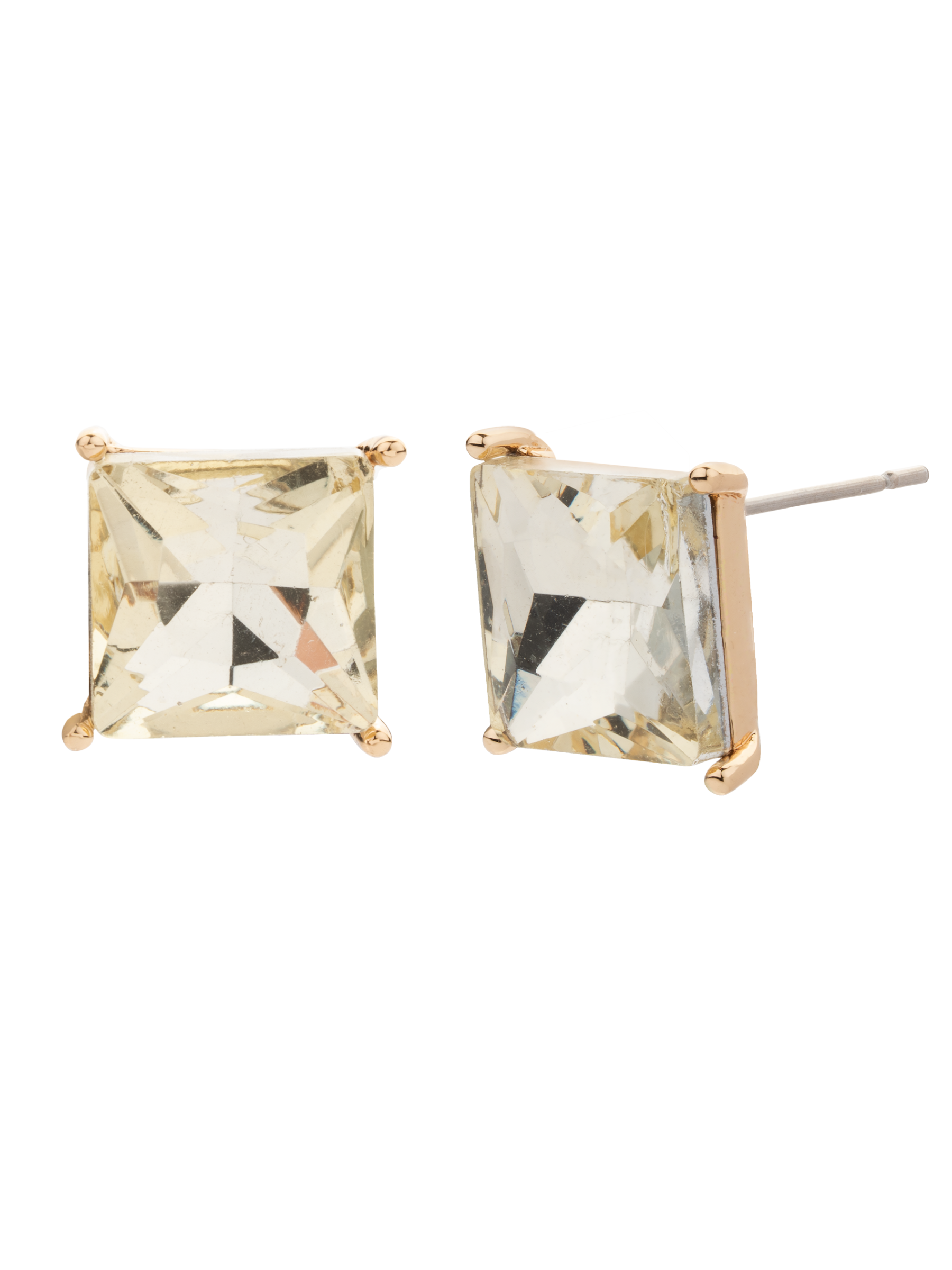 D&X DE1059Y Gold Tone Yellow Square Crystal Stud Earrings – bold square-cut yellow crystal studs in gold-tone plating, statement women’s jewellery for everyday and evening wear.