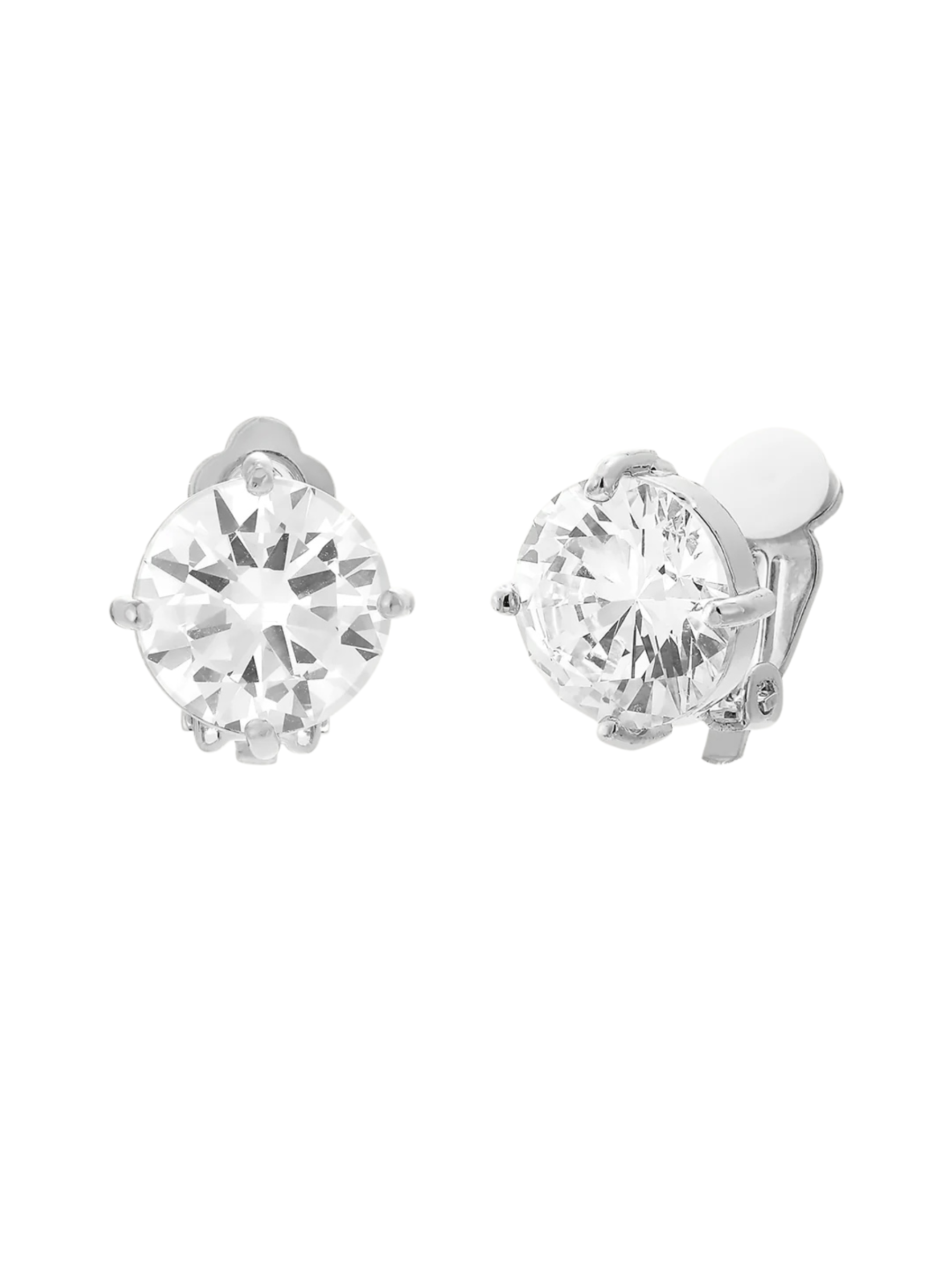 D&X DE1150R White Gold Plated Crystal Clip-On Earrings – elegant non-pierced earrings with sparkling crystals, classic women’s jewellery for weddings, parties and evening wear.