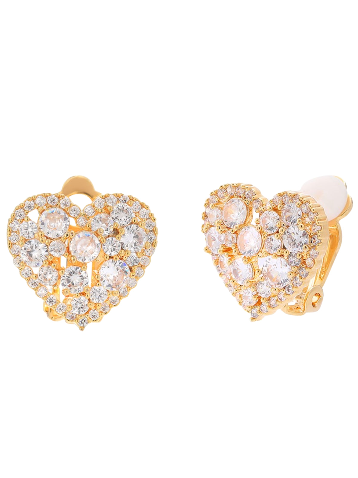 D&X DE1157K Elizabeth Cubic Zirconia Clip On Earrings with a heart-shaped design and sparkling stone embellishment.