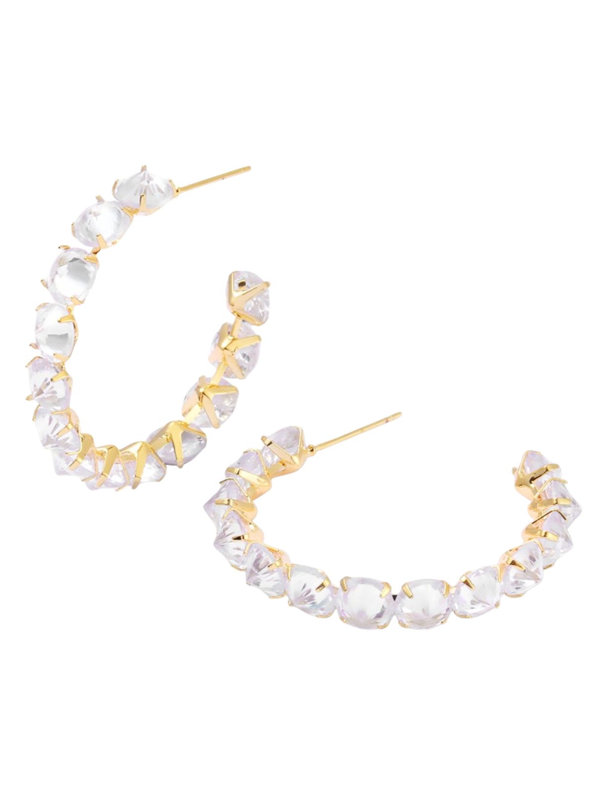 D&X DE1170K Elizabeth Crystal Post Earrings with a curved hoop-inspired design and faceted crystal-style stones.