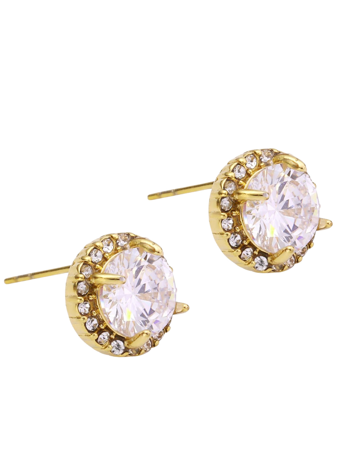 D&X DE1219K Halo Studded Earrings with a round centre stone and crystal-style halo detailing.