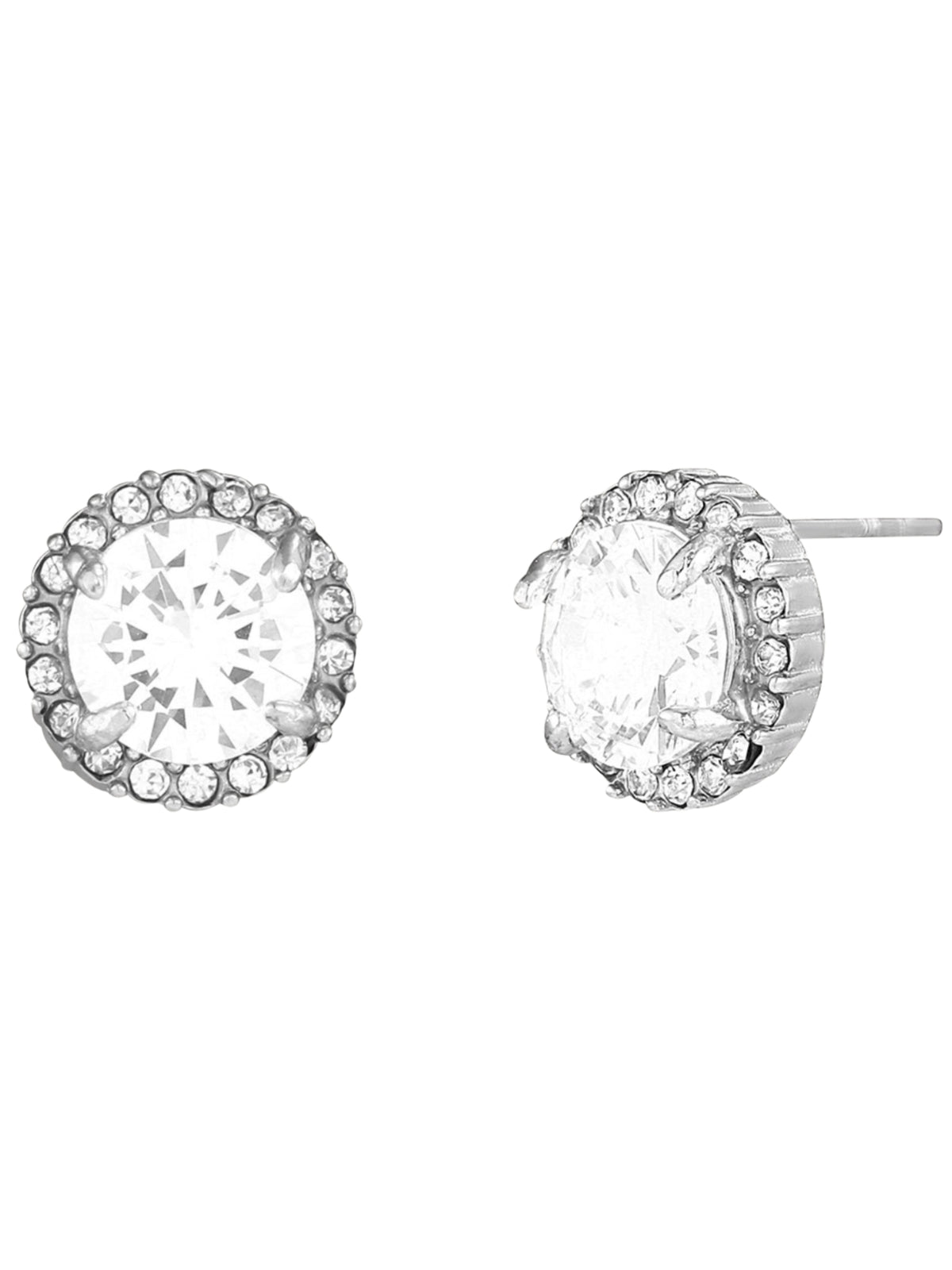 D&X DE1219S Halo Crystal Studded Earrings with a round centre stone and crystal-style halo detailing.