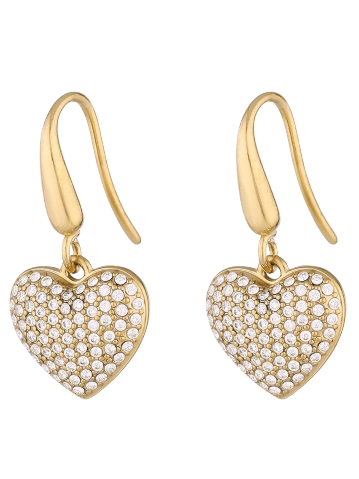D&X DE1293K Heart Drop Earrings with crystal-style heart drops and hook fastenings.