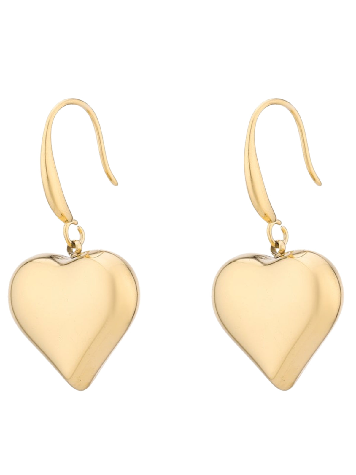 D&X DE1308K Heart Drop Earrings with a smooth heart-shaped charm and sleek hook fastening.