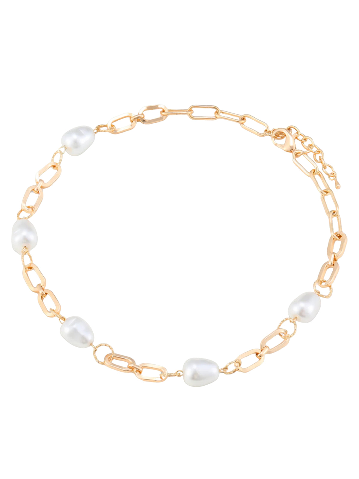 D&X DN2598K - NECKLACE with elongated chain links and irregular pearl-look bead detailing.