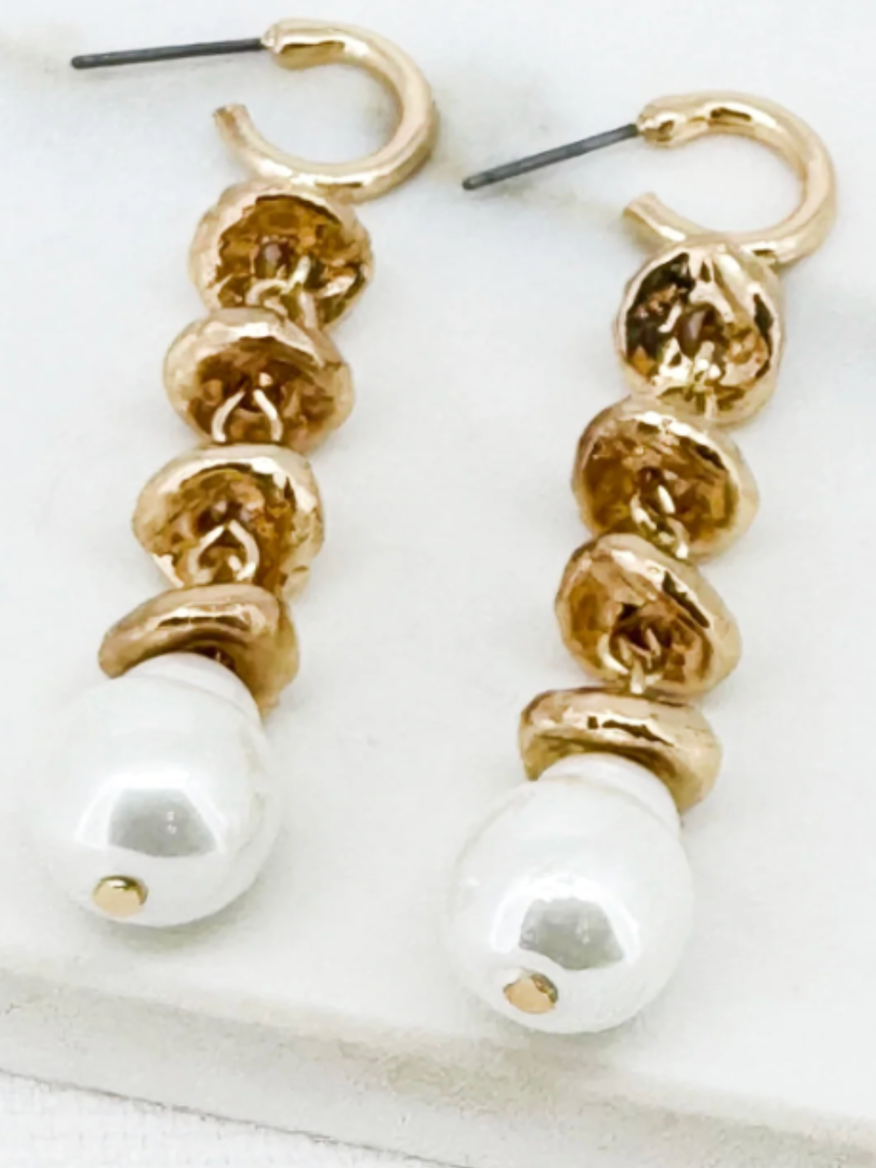 Envy 4844 Nugget & Pearl Drop Earrings with textured nugget detailing and pearl-effect drops.