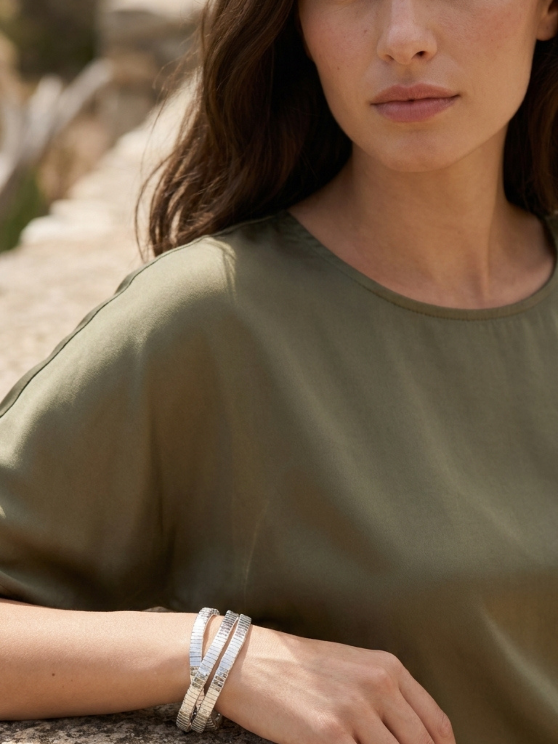Envy 4885 Three Layered Snake Design Bracelet with three layered strands and textured snake-inspired detailing.