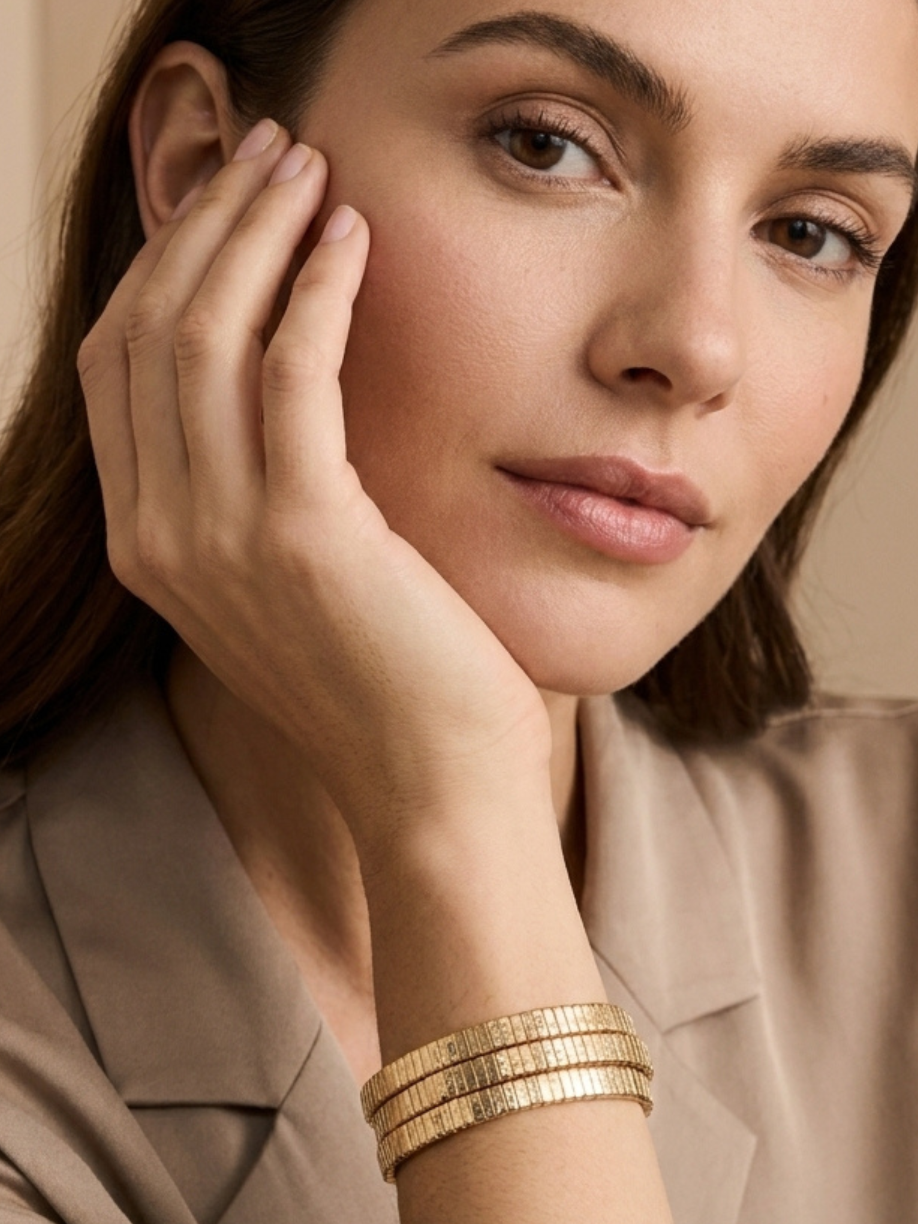Envy 4885 Three Layered Snake Design Bracelet with three layered strands and textured snake-inspired detailing.