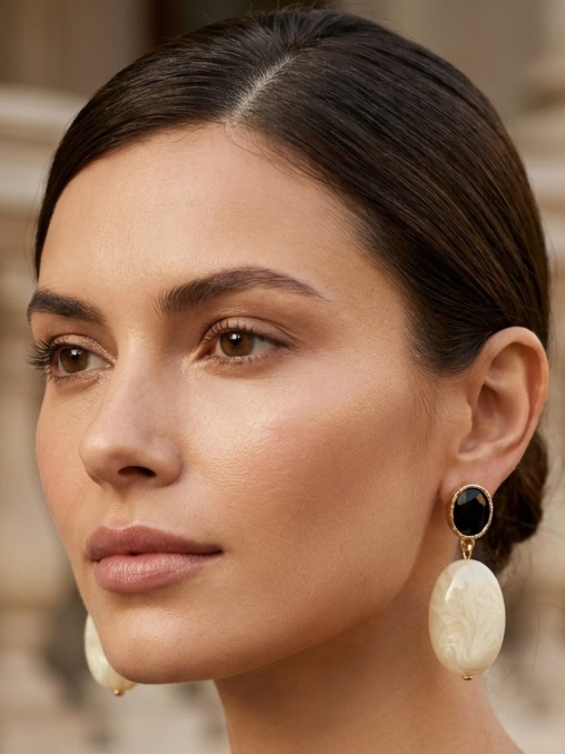 Envy 550 Pendant Dropper Earrings with faceted top detail and smooth oversized pendant drops.