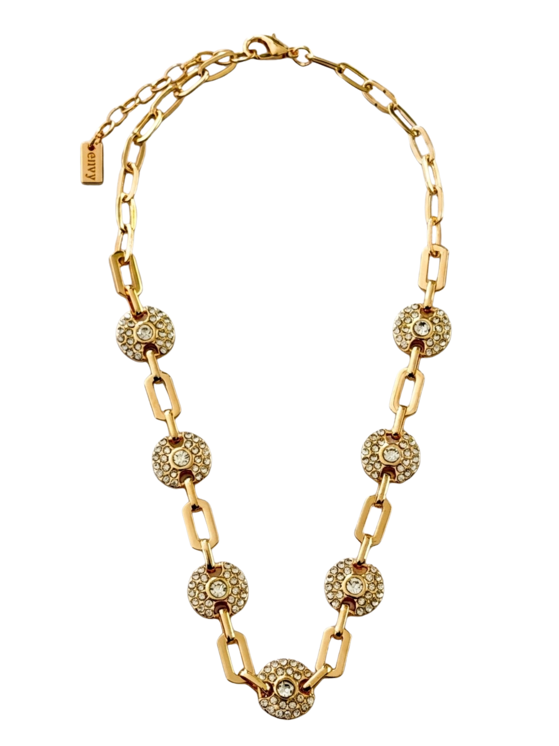 Envy 649 Diamante Circle Detail Link Necklace with structured links and sparkling circular diamante details.