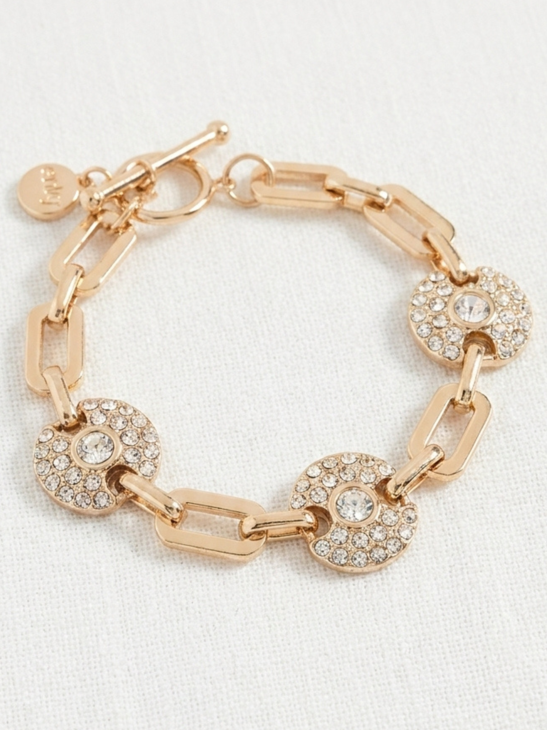Envy 650 Diamante Circle Detailed Link Bracelet with chunky links, sparkling circular details and toggle fastening.