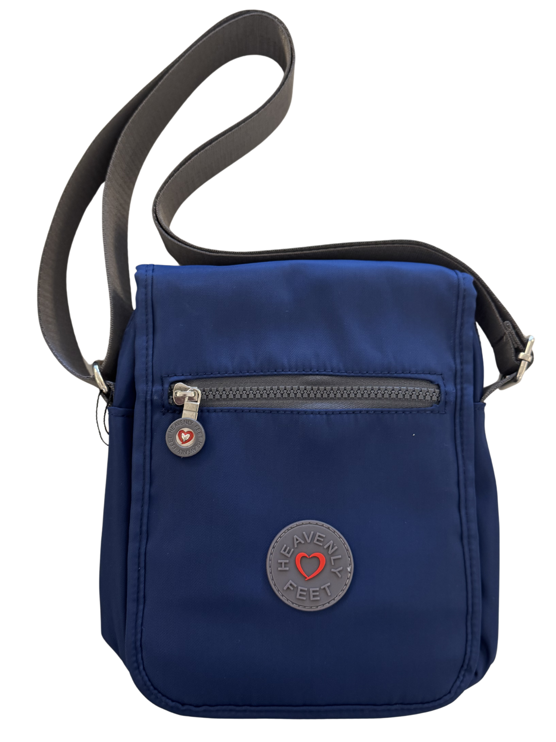 Heavenly Feet Glacier Handbag compact crossbody with structured shape and multiple zip compartments.