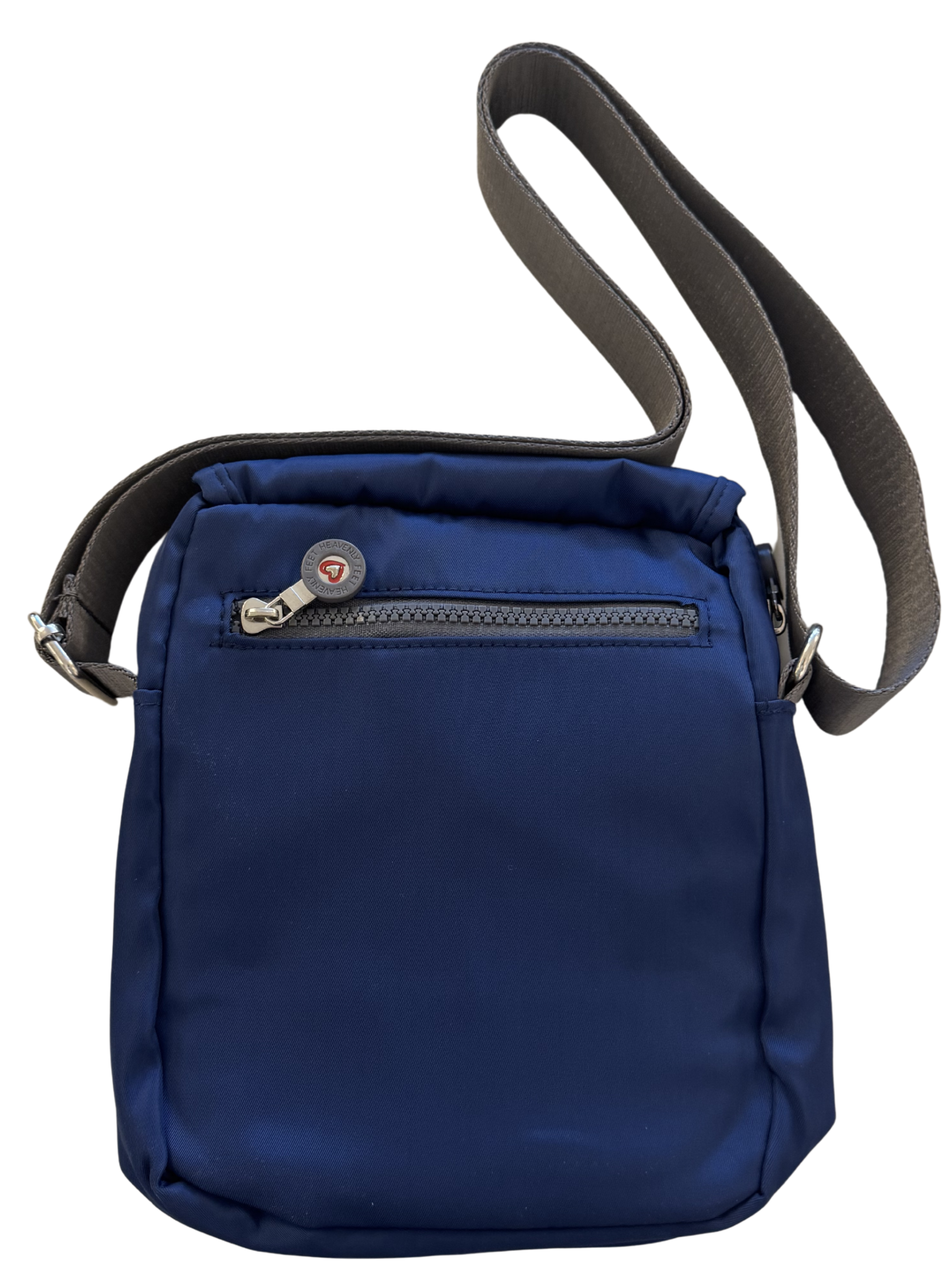 Heavenly Feet Glacier Handbag compact crossbody with structured shape and multiple zip compartments.