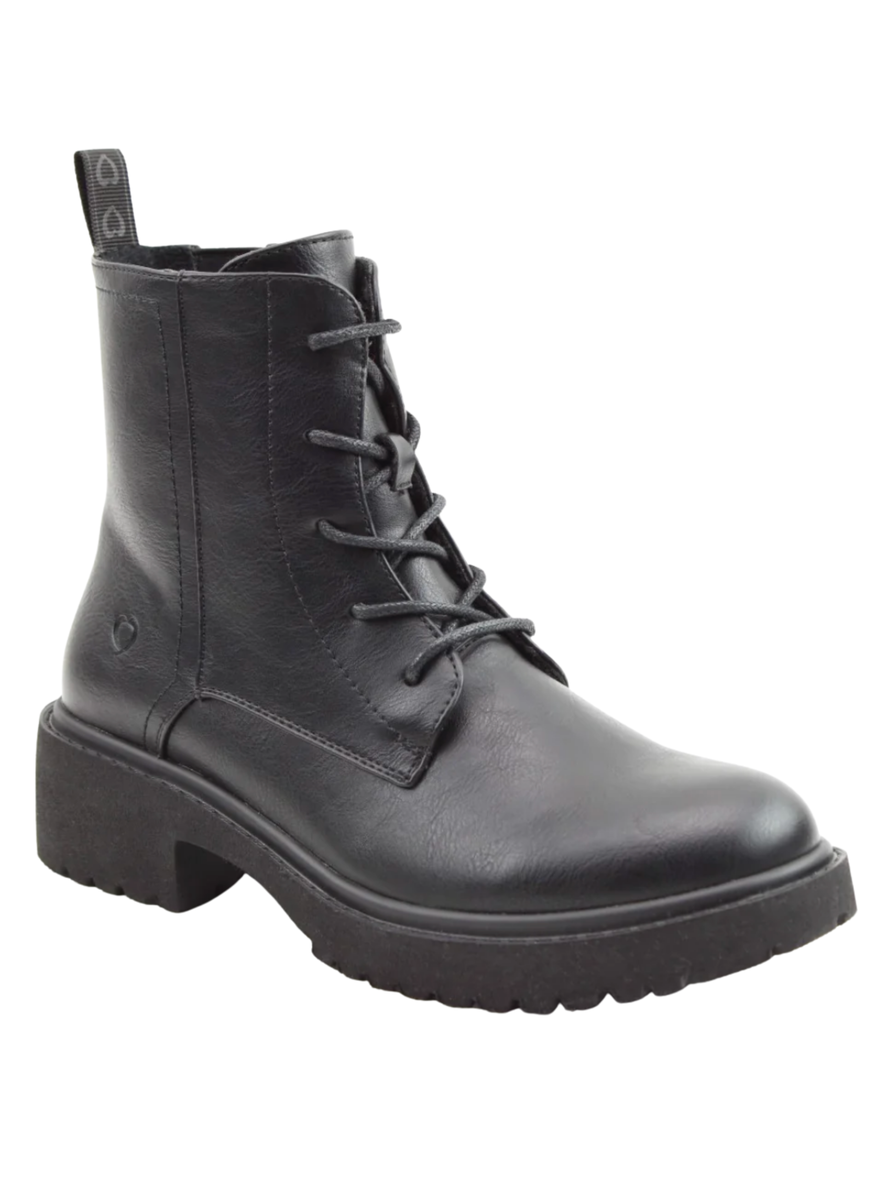 Heavenly Feet Milford Black Boots with lace-up front, side zip, chunky sole and ankle-length silhouette.