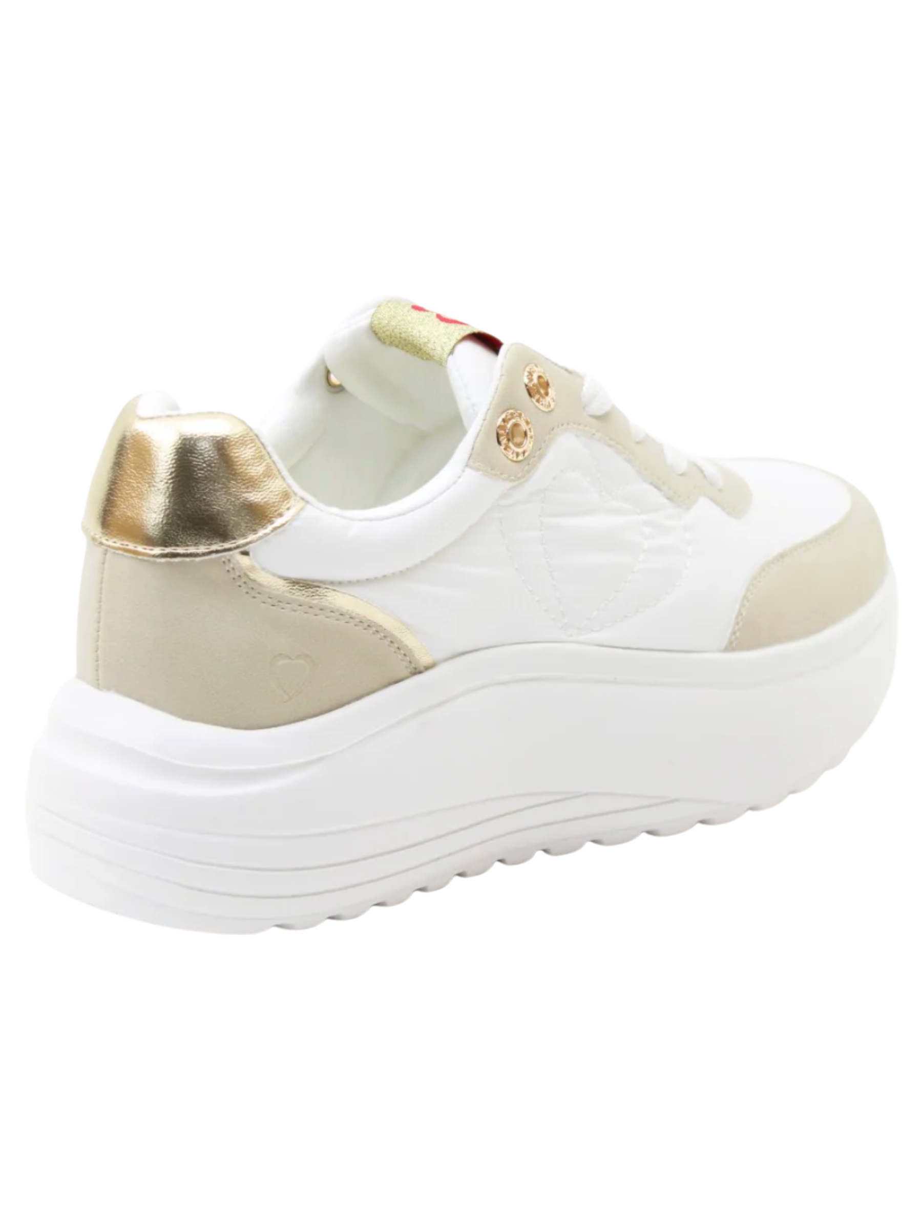 Heavenly Feet Peace White / Taupe Trainers with lace-up front and panel detailing.