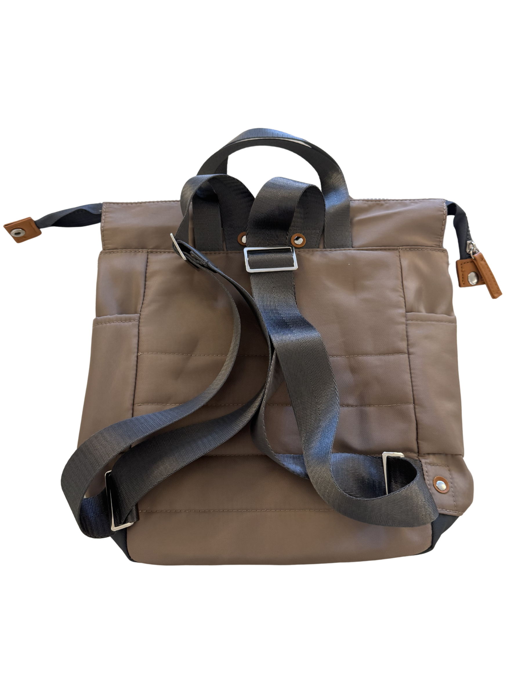 Heavenly Feet Riviera Backpack with top handles, adjustable straps and front zip pocket.