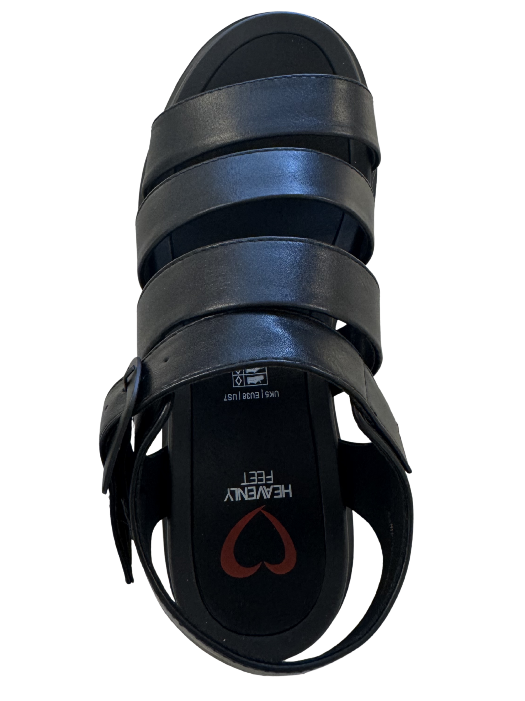 Heavenly Feet Saffron / Storm Black Sandals with multi-strap design and adjustable buckle fastening.