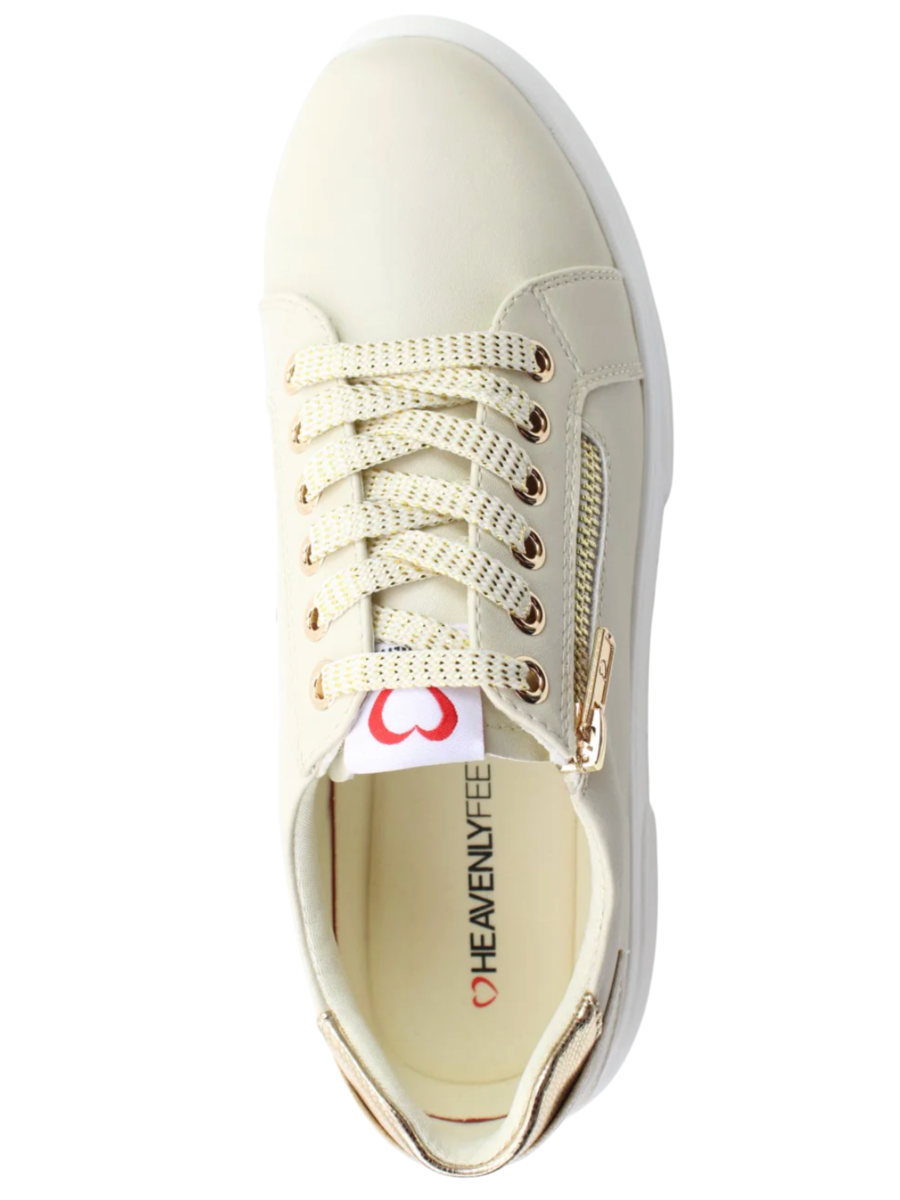 Heavenly Feet Shelby Stone Trainers with lace-up front and side zip detail.