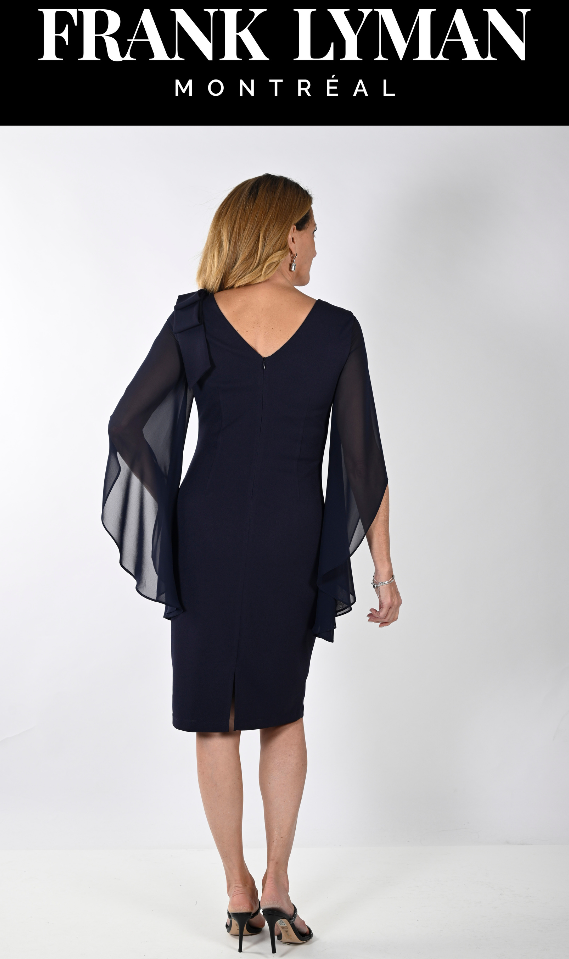 Size 10 Frank Lyman - Midnight Blue Knit Dress - 239147