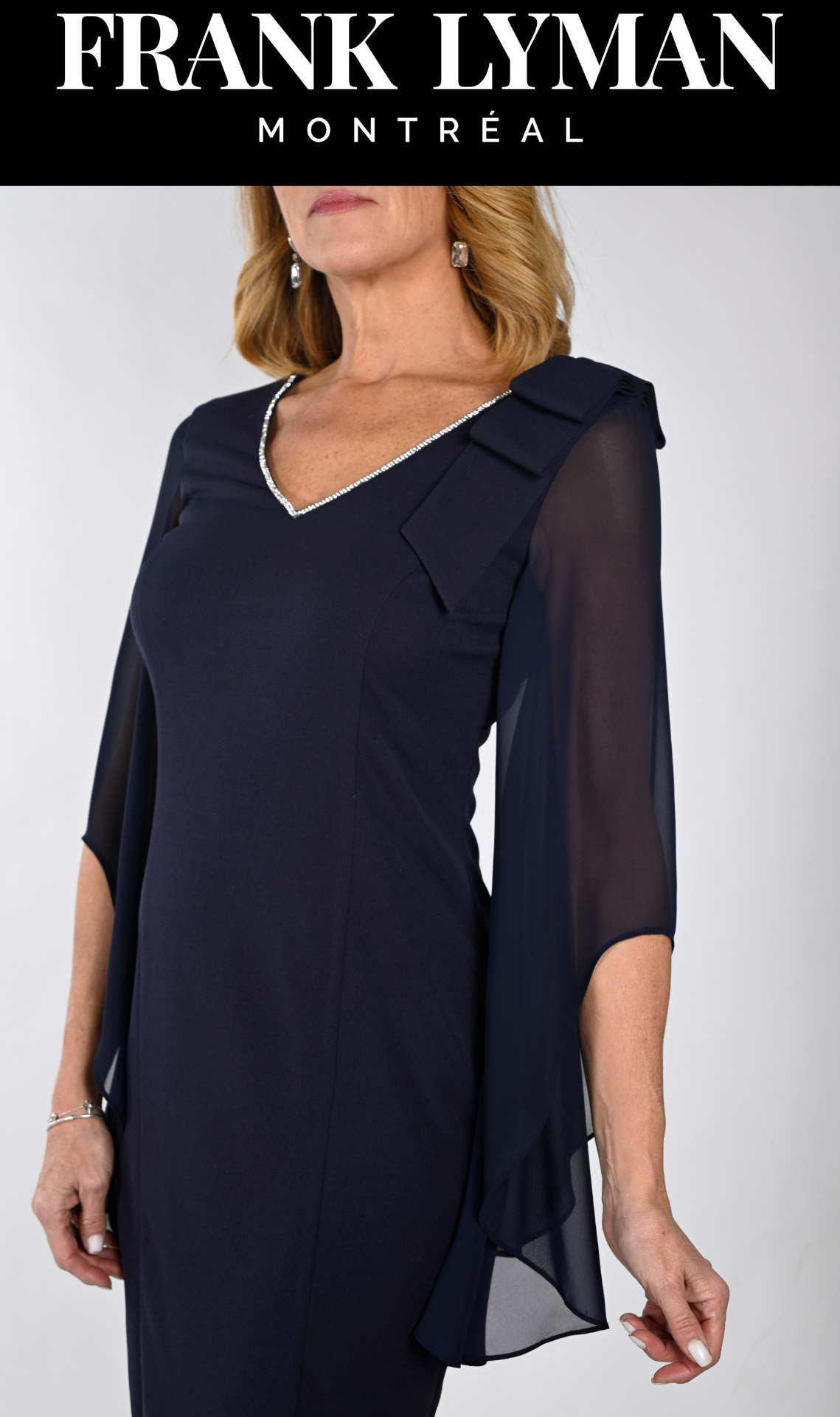 Size 10 Frank Lyman - Midnight Blue Knit Dress - 239147