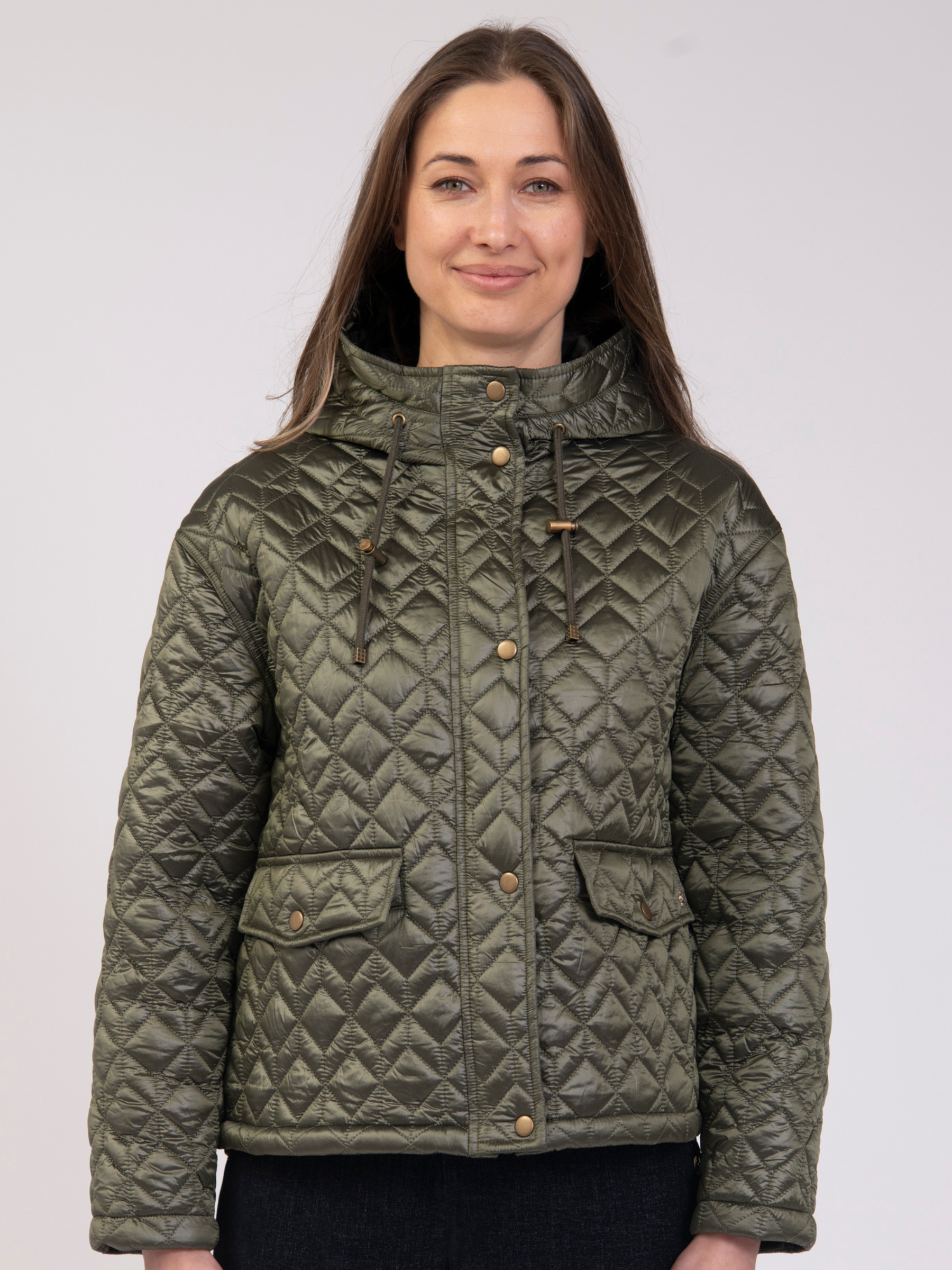 Jessica Graaf 32005 Short Padded Jacket with quilted finish, hood, popper fastening and flap pockets