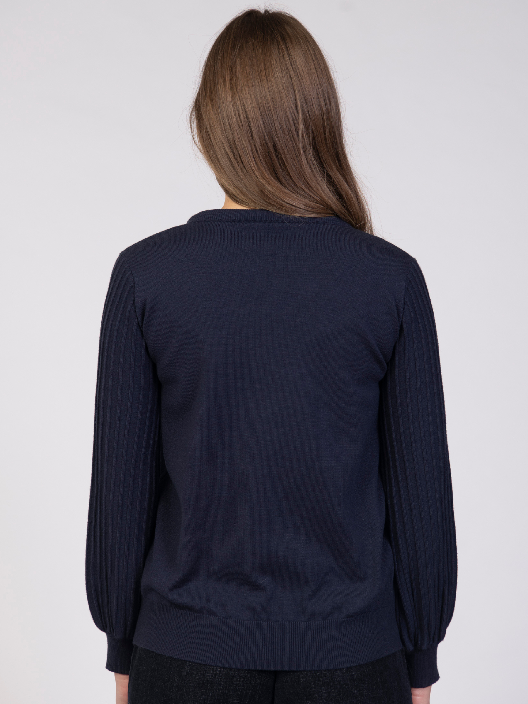 Jessica Graaf 32154 Plain Tie Jumper with round neckline, scarf-style tie detail and ribbed long sleeves
