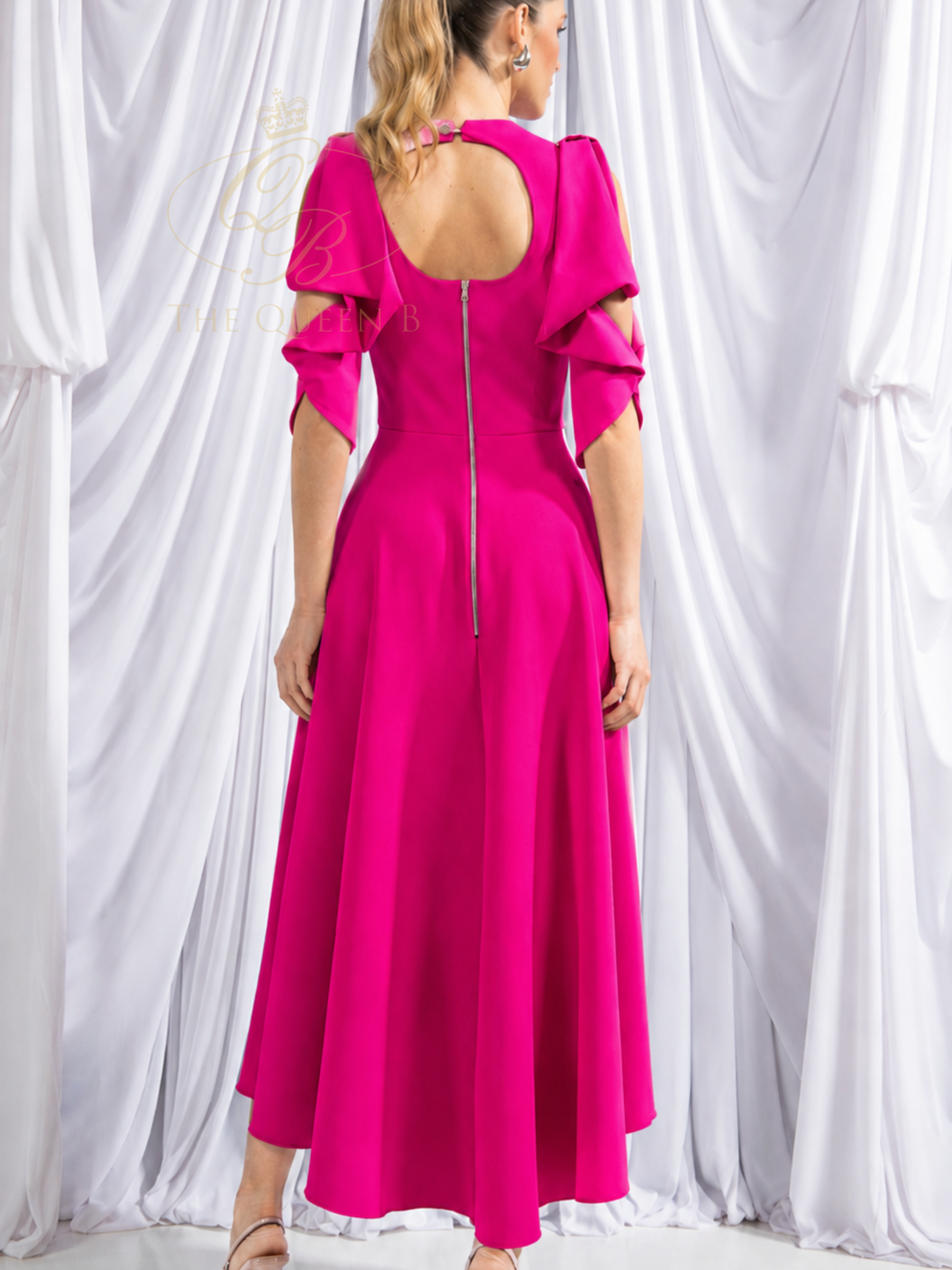 Kevan Jon Serena Bright Pink Sleeve Flare Dress