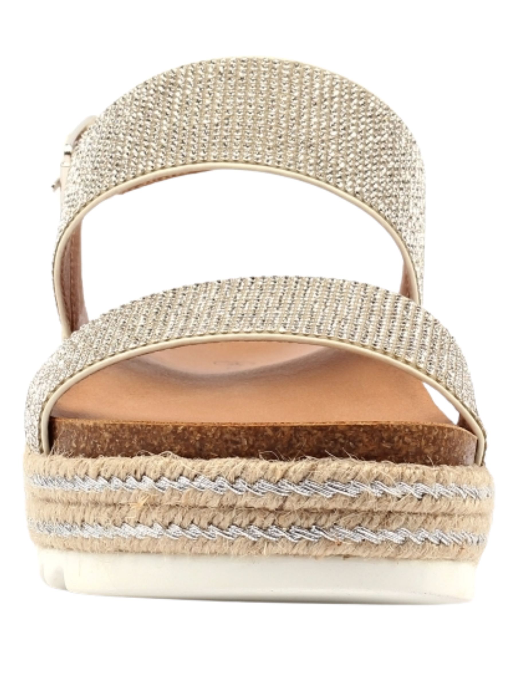 Lunar Emery Silver Sandal with diamante straps, platform sole and adjustable ankle strap.