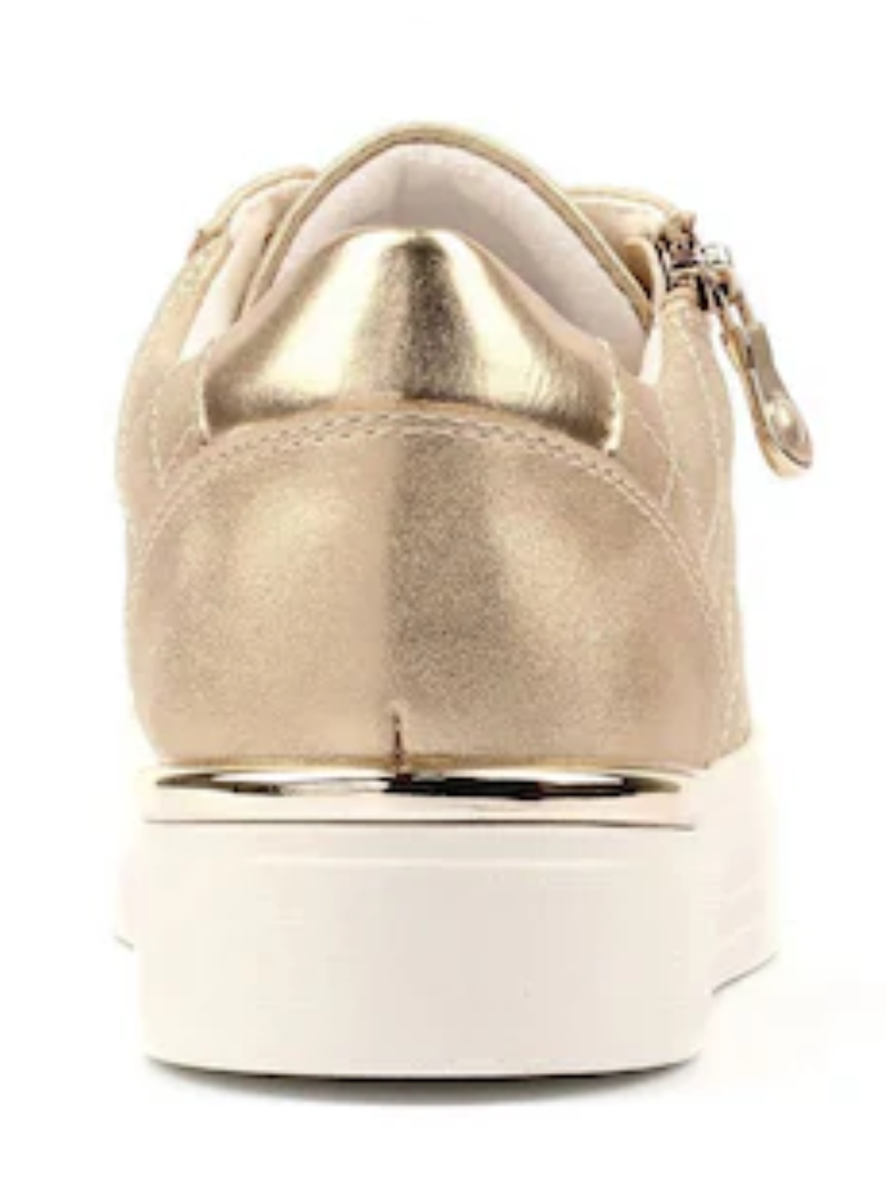 Lunar Xenon Gold Trainer with quilted metallic upper, lace-up front, side zip detail and chunky sole.