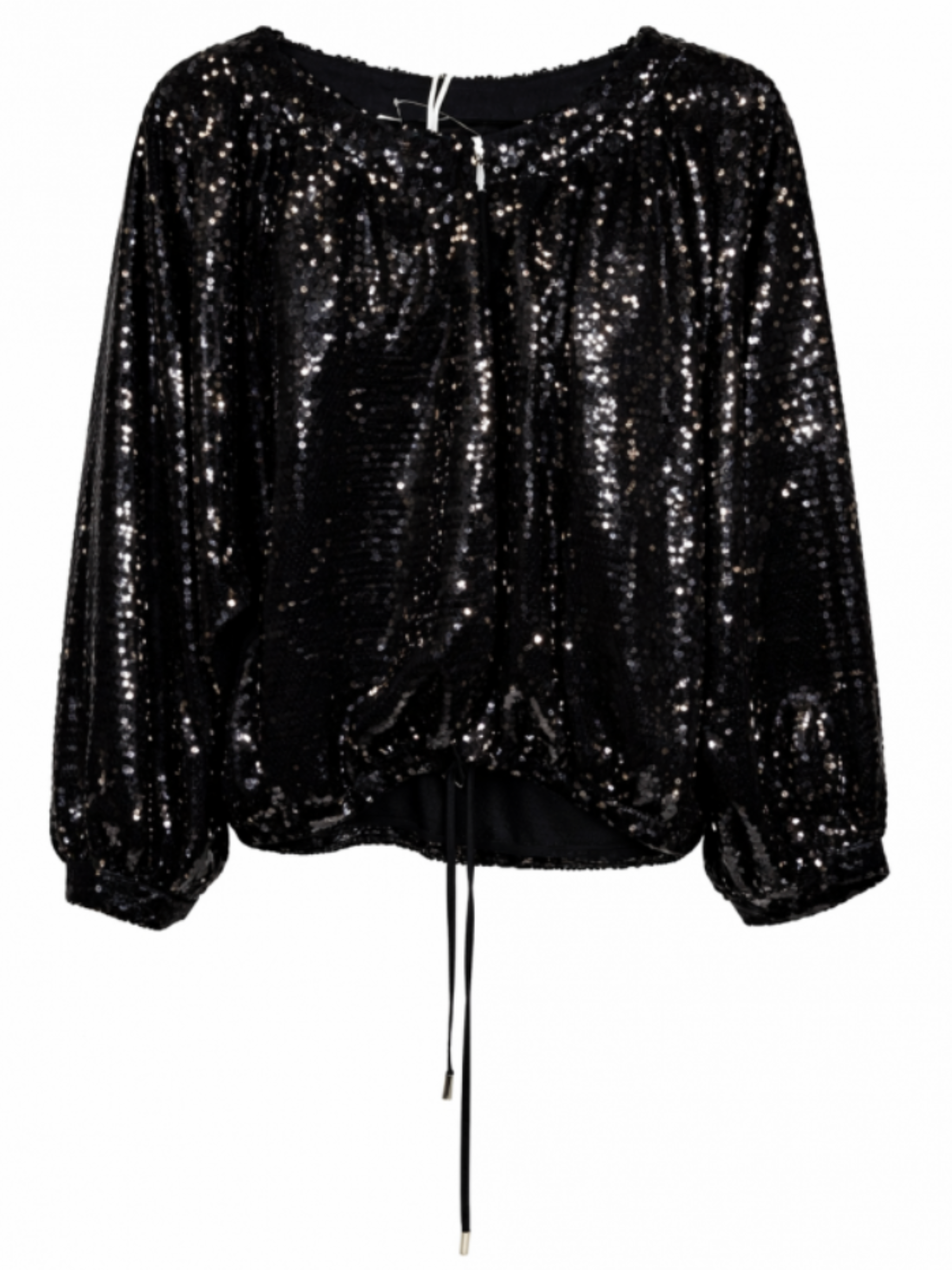 Malissa J WF2302 Satin Drawcord Sequin Bomber Jacket