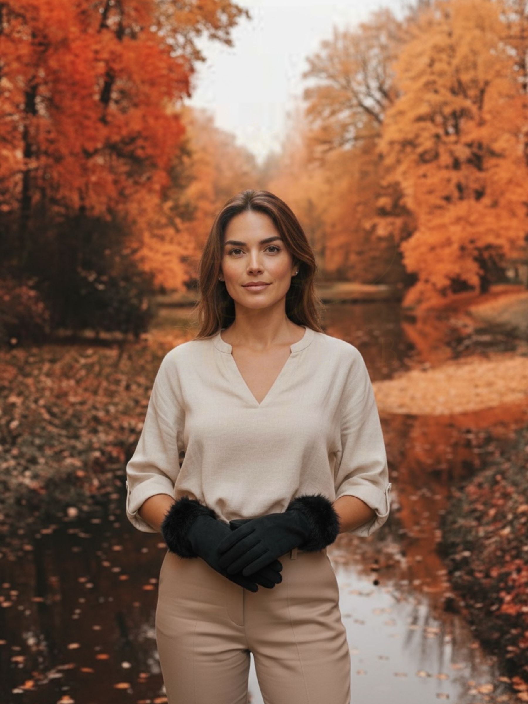 Malissa J GC20626A Black Mock Suede Gloves with Faux Fur Trim – women’s luxury mock suede gloves in black with soft faux fur cuffs. Elegant, warm winter gloves perfect for stylish cold-weather outfits.