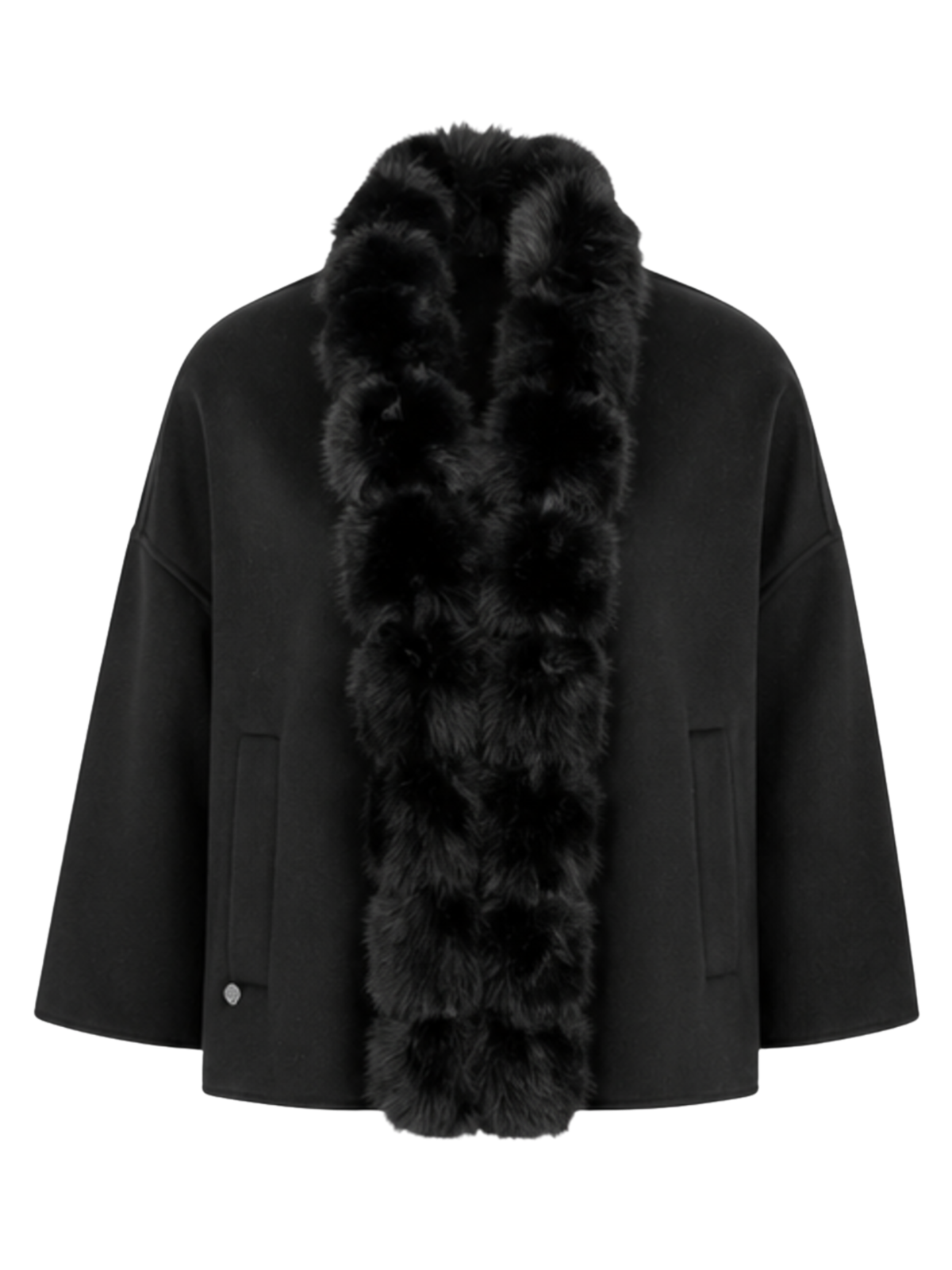 Malissa J GC21967 Mongolian Faux Fur Jacket with soft faux fur trim and an open-front silhouette.