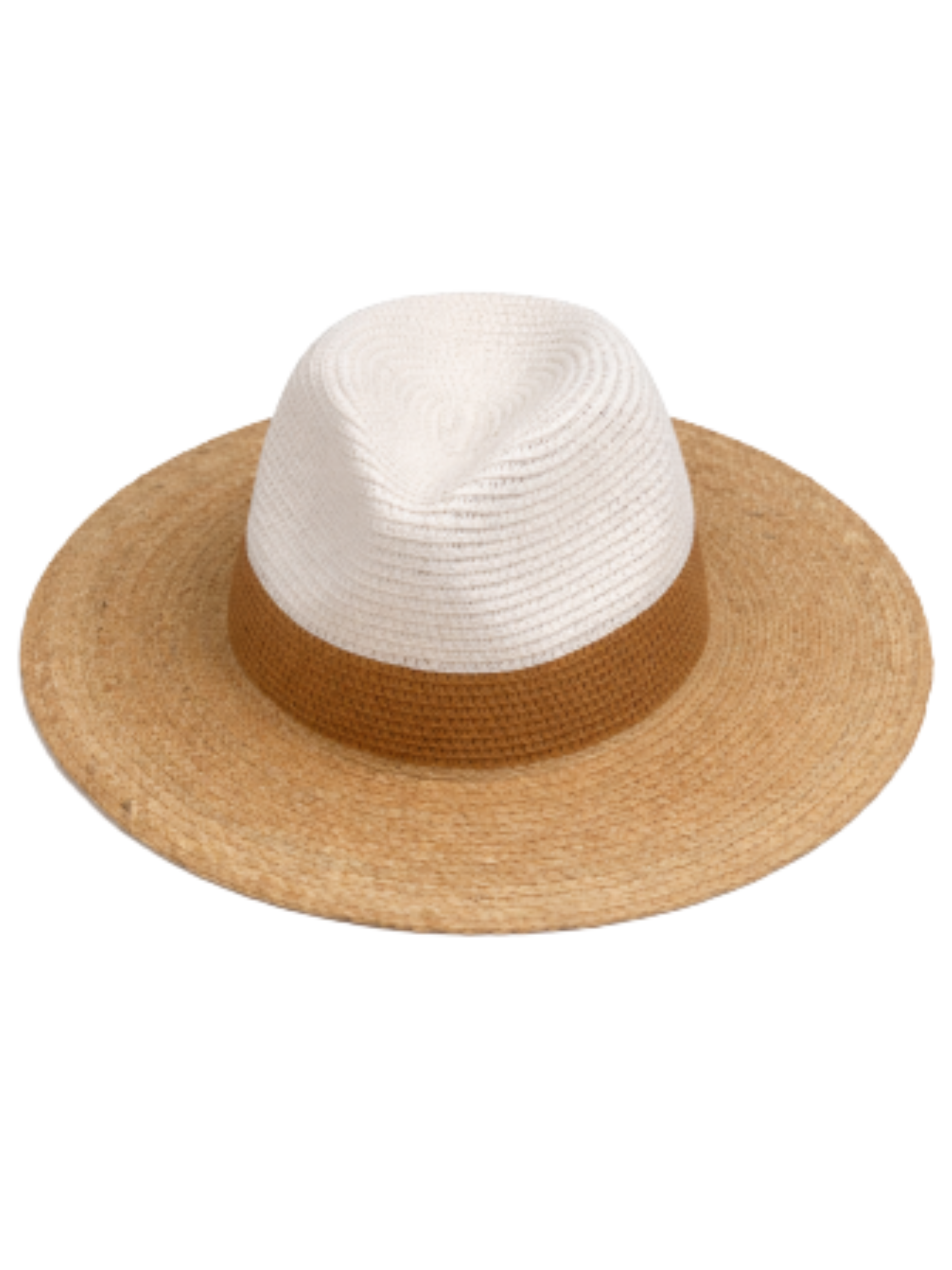 Malissa J GC22010 two tone raffia straw hat with structured crown, wide brim and contrast band.