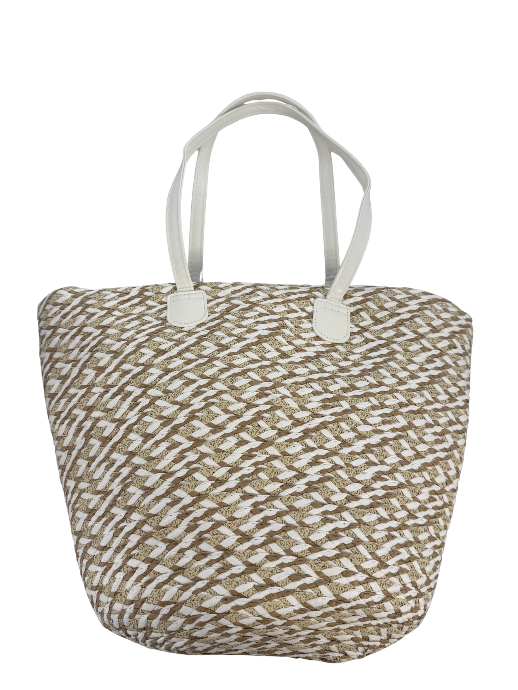 Malissa J SM25574 2-piece two tone woven hat and bag set with matching design.