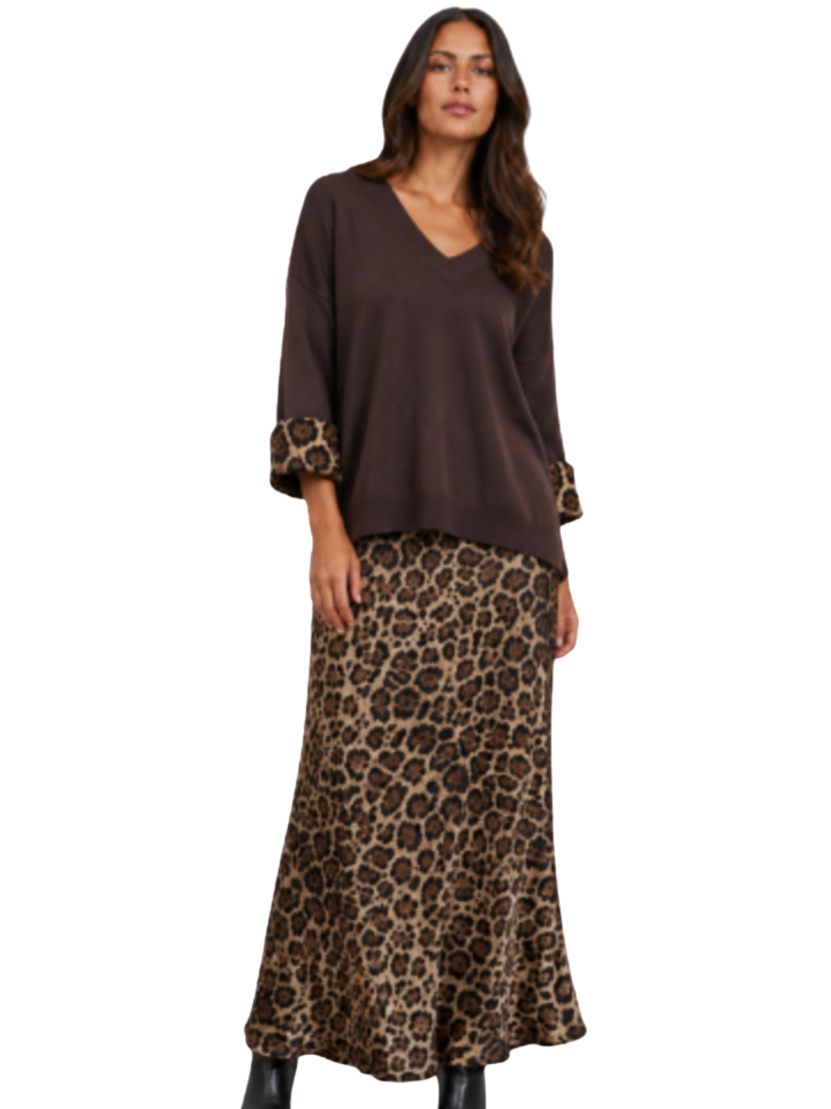Malissa J WF1542 Animal Skirt with animal print, defined waistband and softly flared silhouette.