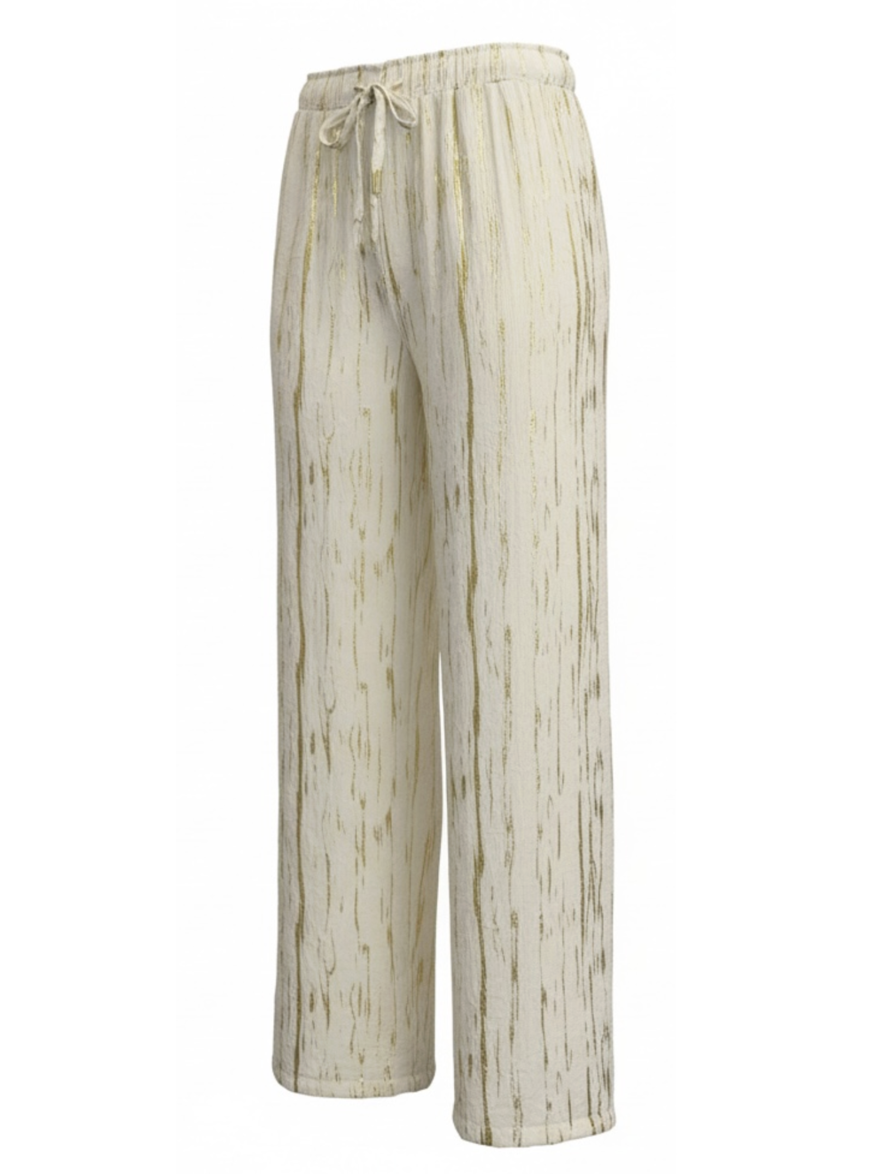 Malissa J WF1746 wide-leg trousers with elasticated drawstring waistband and subtle all-over pattern.