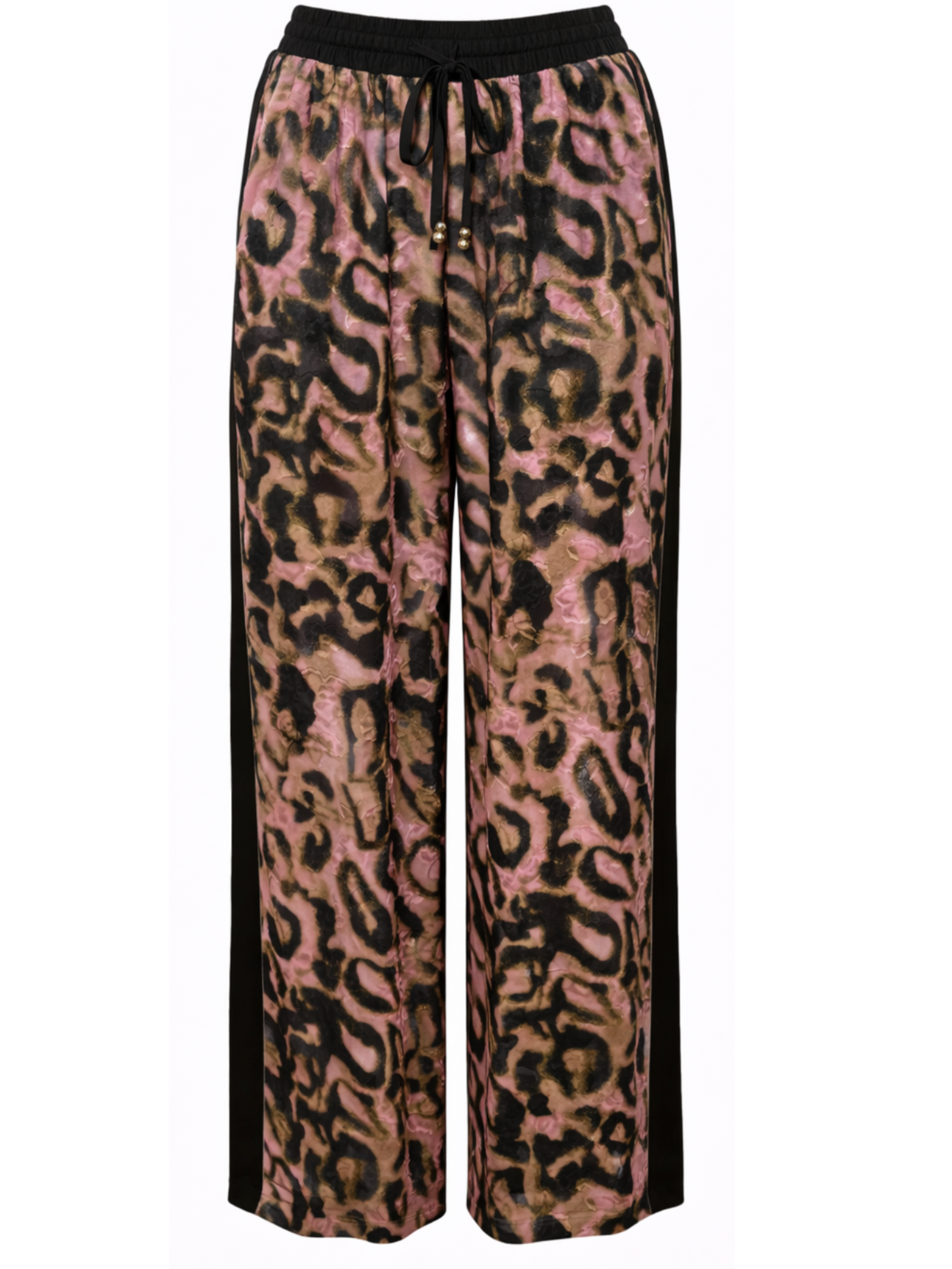 Malissa J WF2080B Woven Slit Trousers – wide-leg woven trousers with an elasticated drawstring waistband, contrast side panels and slit detail.