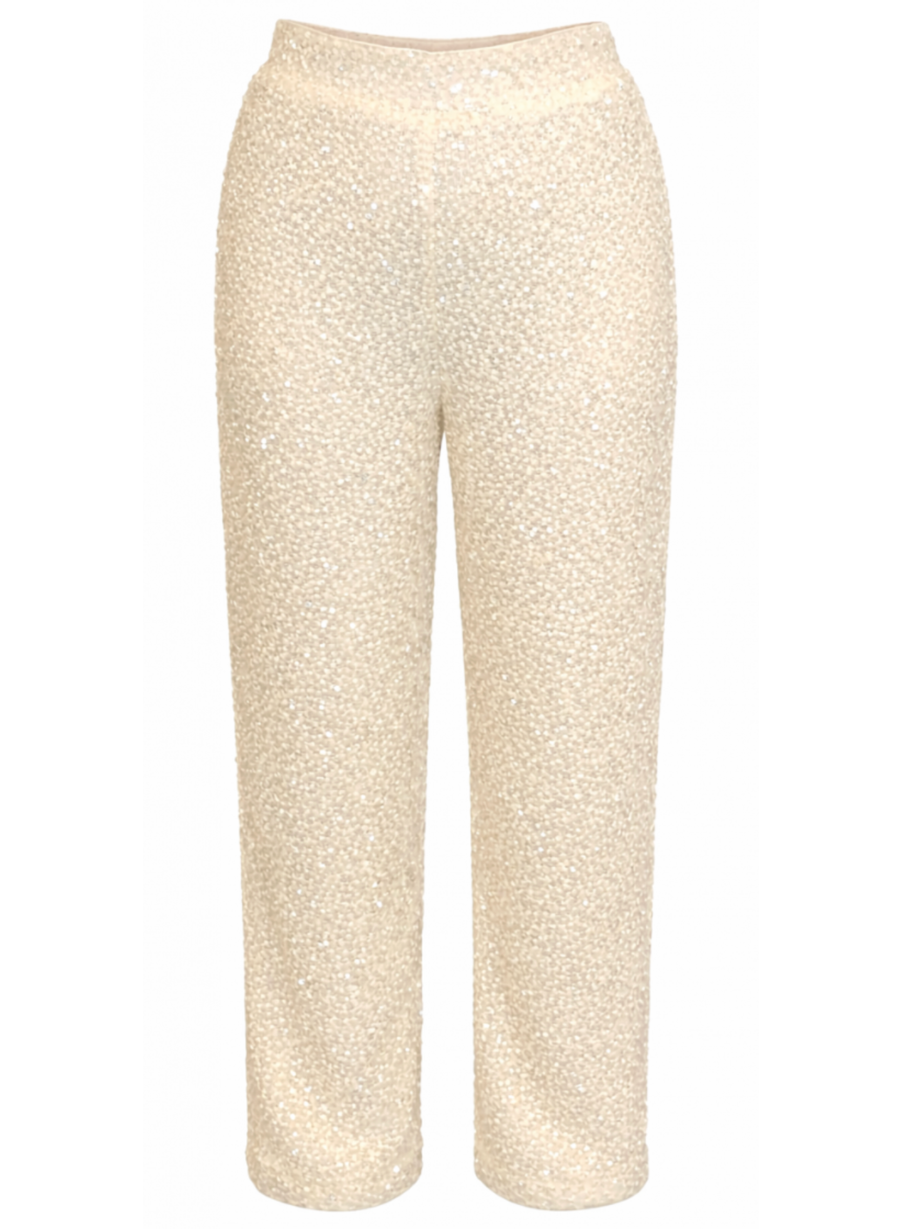 Malissa J WF2678 Elasticated Lined Sequin Trousers with all-over sequin embellishment and straight-leg silhouette.
