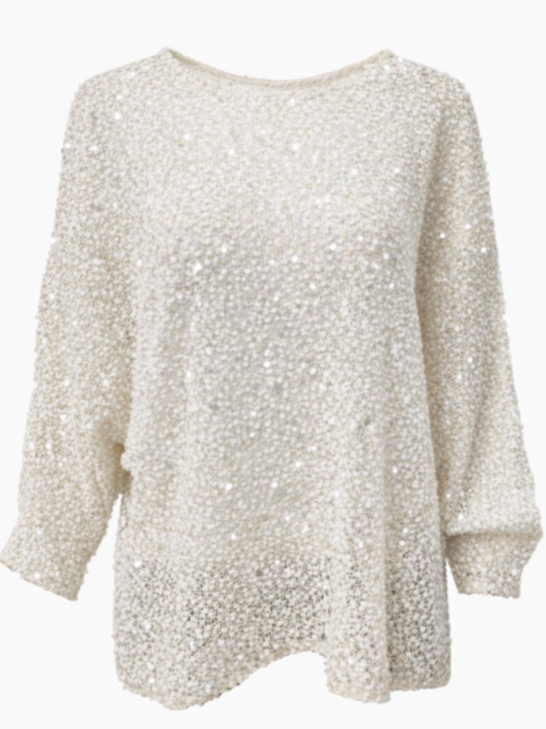 Malissa J WF2679 Sequin Jumper with relaxed silhouette, wide round neckline and all-over subtle sequin detailing.