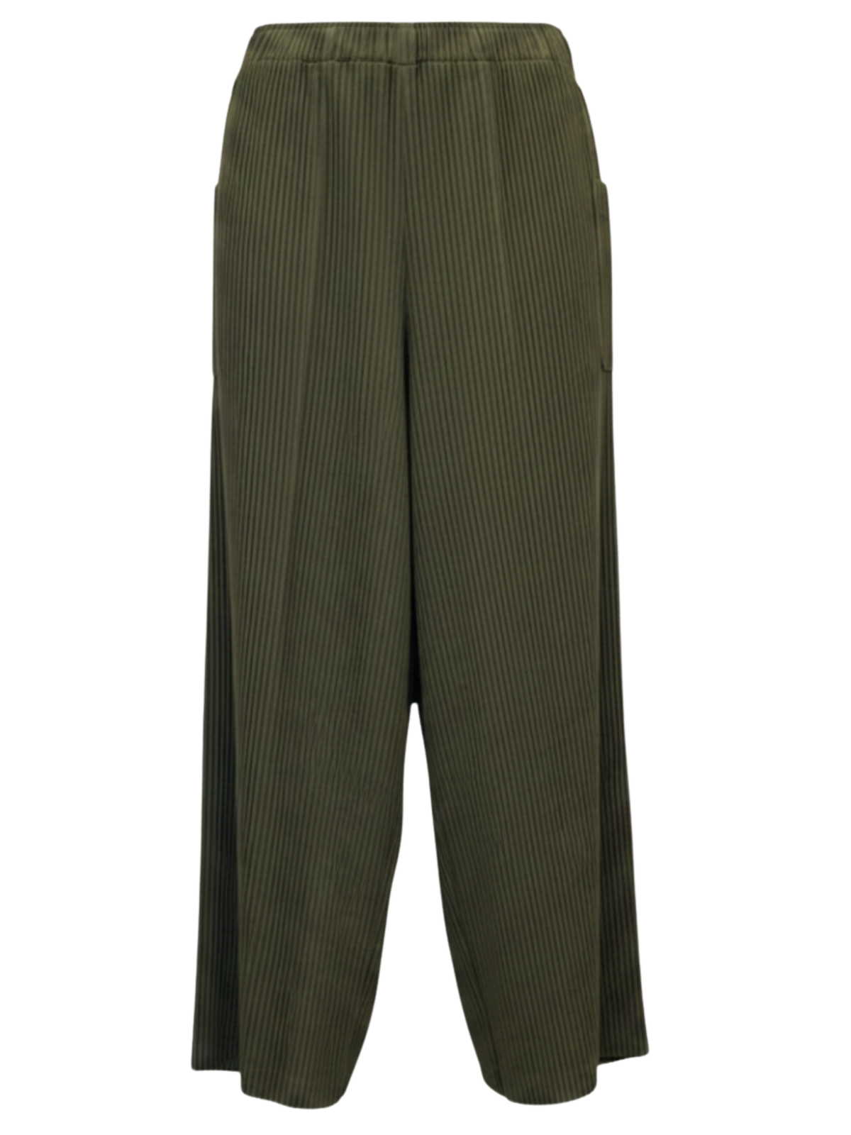 Malissa J WF2732B Ankle Grazer Rib Pleated Trousers with ribbed pleated texture, straight-leg shape and side patch pockets.