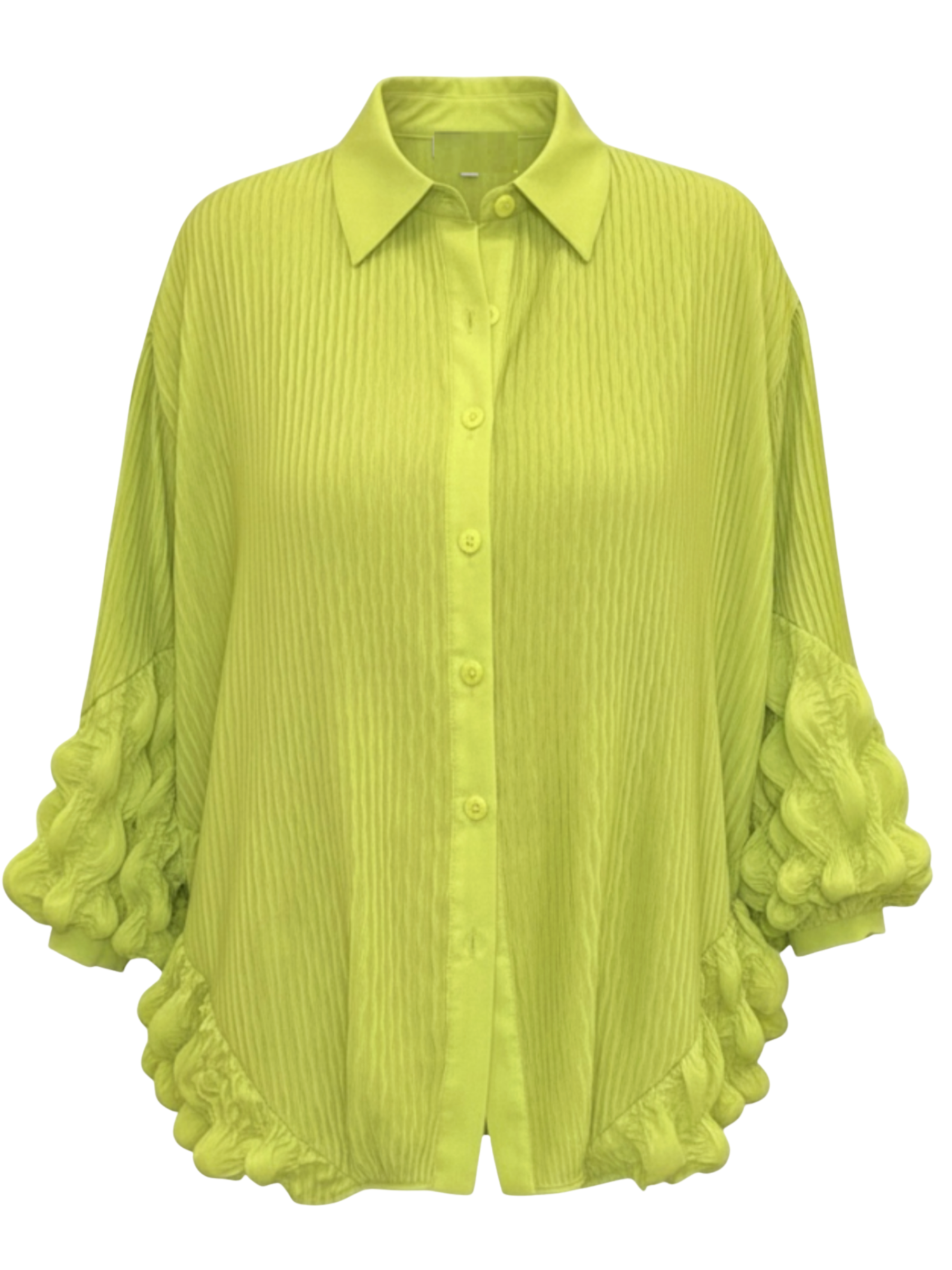 Malissa J WF2759 Herringbone Pleat & Bubble Side Panel Shirt with pleated texture, classic collar and statement bubble side panels.