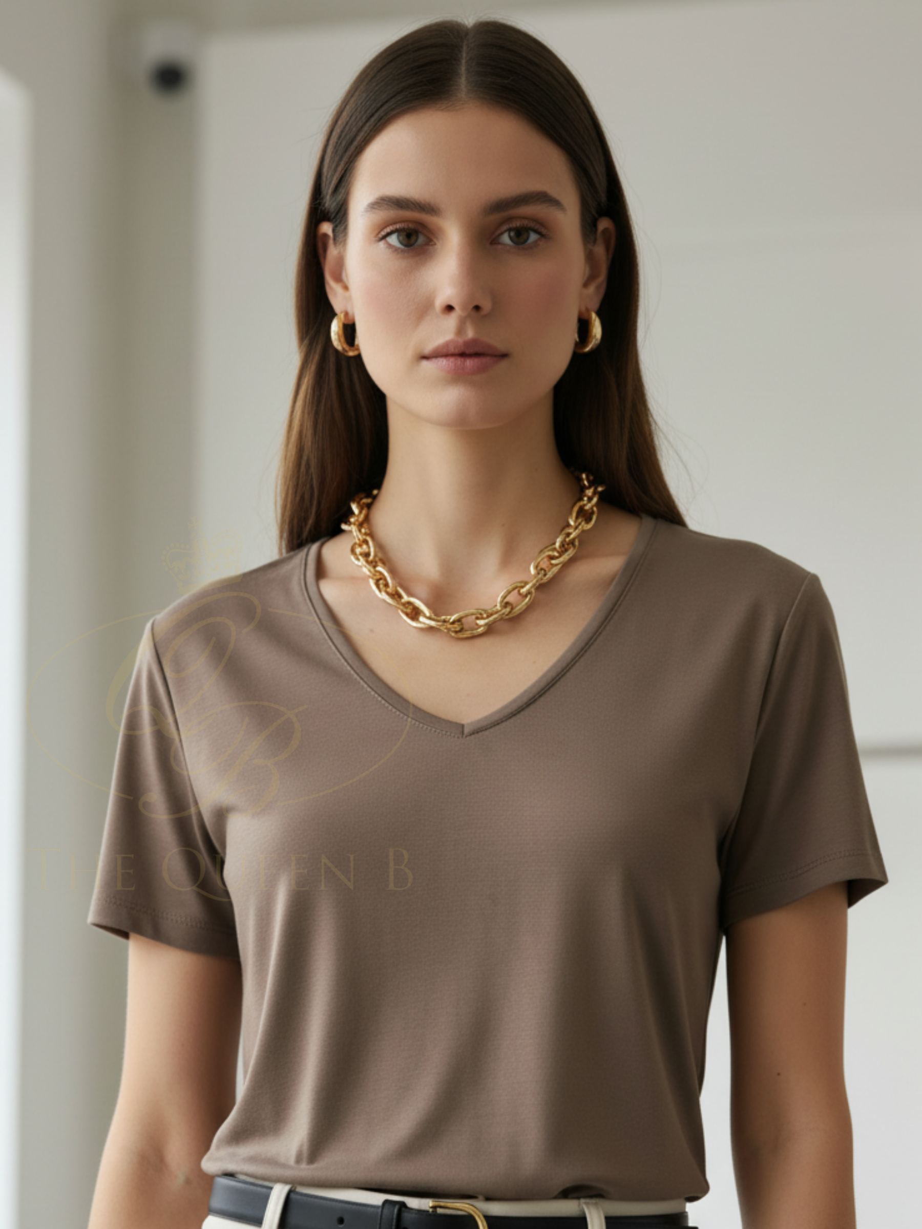 Malissa J WF2828 V-Neck Soft Jersey T-Shirt with flattering V-neckline, short sleeves and relaxed silhouette in smooth soft jersey fabric.