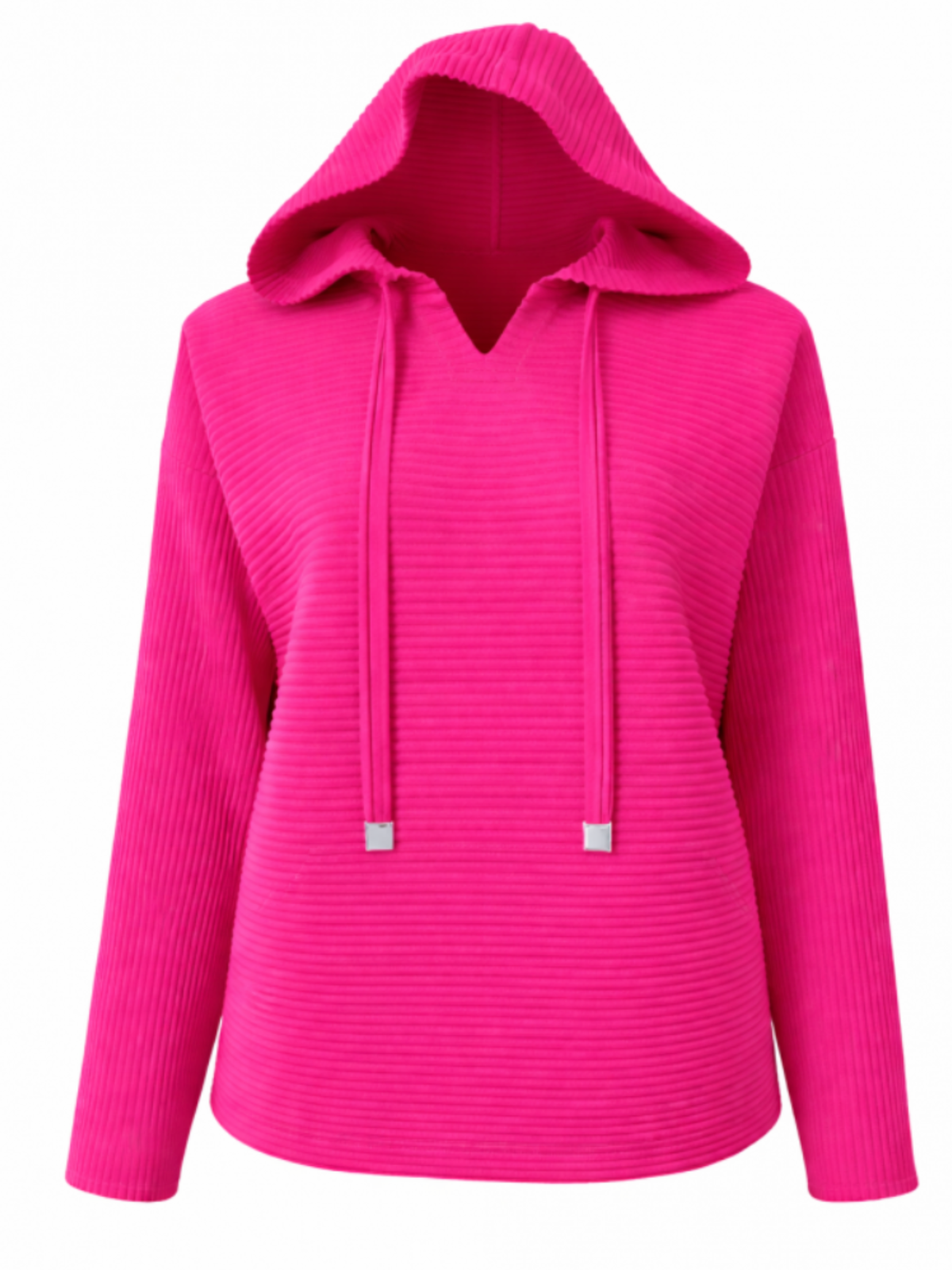 Malissa J WF2858 Rib Pleat Hoodie with ribbed pleated texture, hooded neckline, drawstring ties and long sleeves.