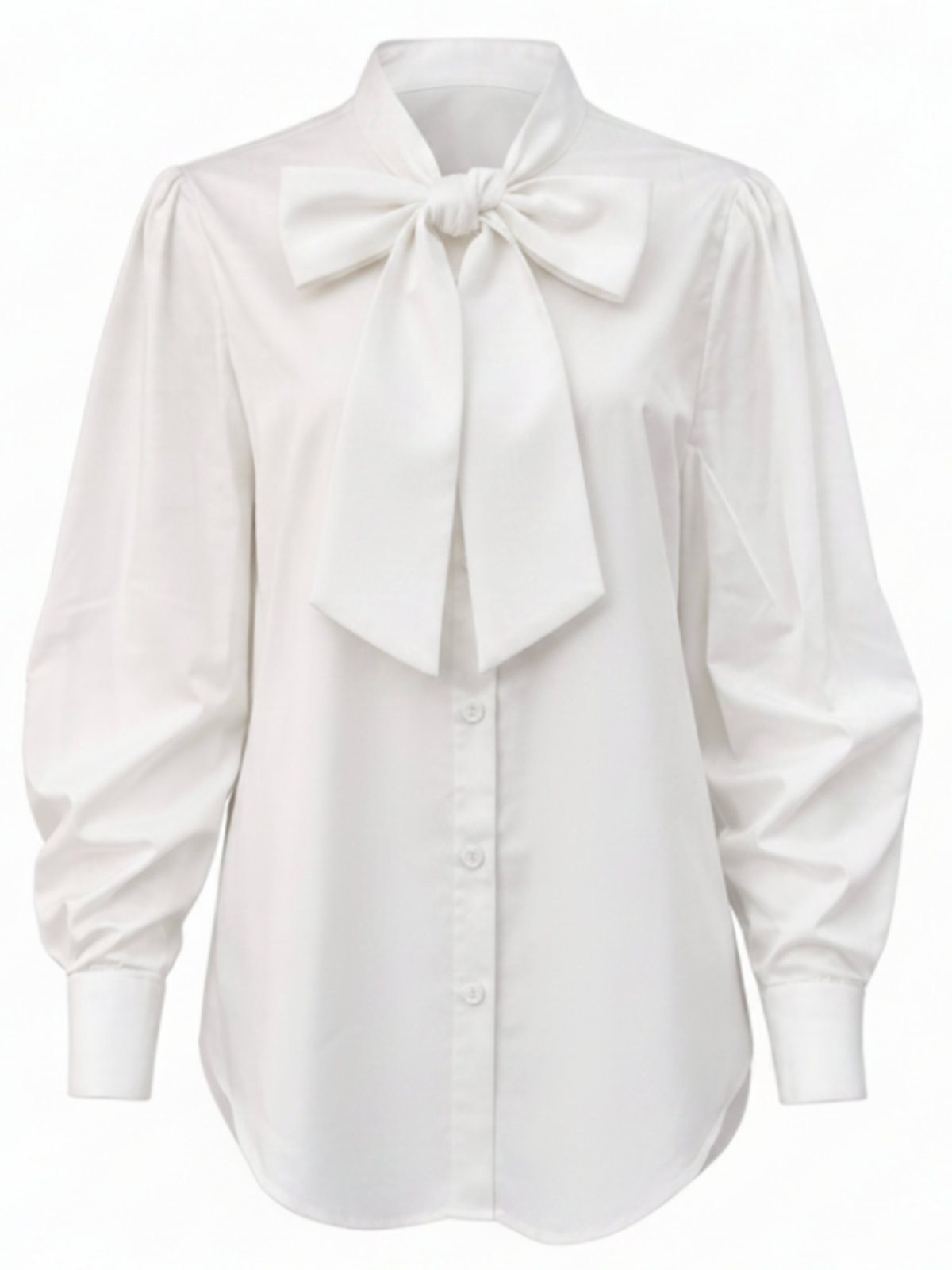 Malissa J WF2914 Neck Tie Button Through Shirt with a button-through front, statement tie neckline, long sleeves and cuffed wrists.