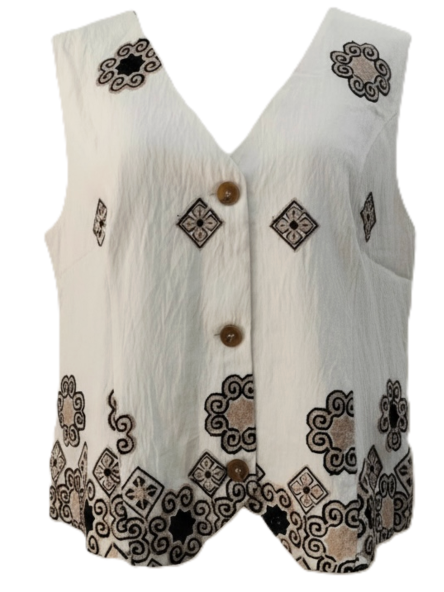 Malissa J WF2820 Adjustable Slider Waistcoat with V-neckline, button-through front, embroidered detailing and adjustable back slider.
