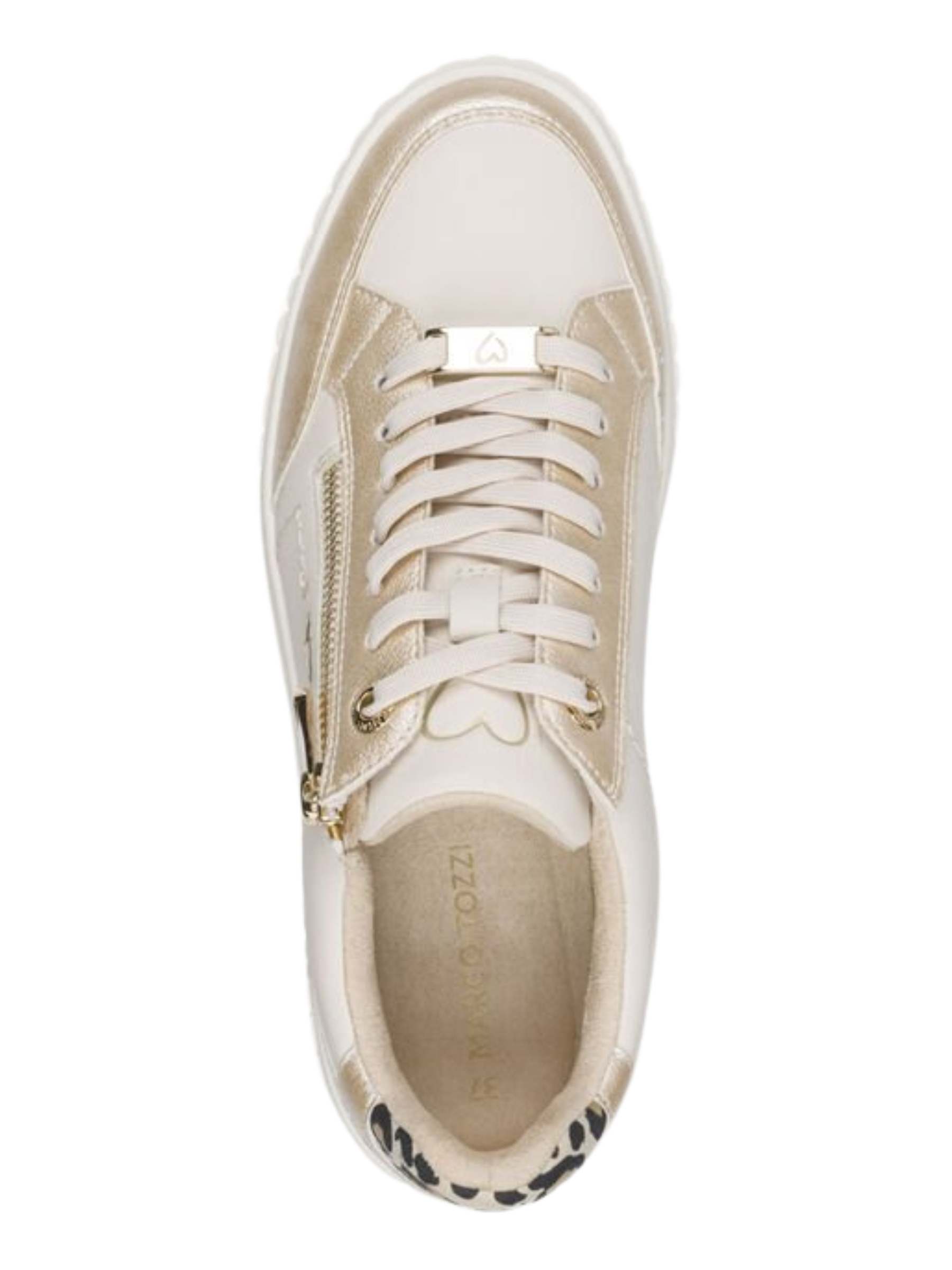 Marco Tozzi 23728 403 cream comb women's platform trainers with zip and lace fastening cream casual trainers.