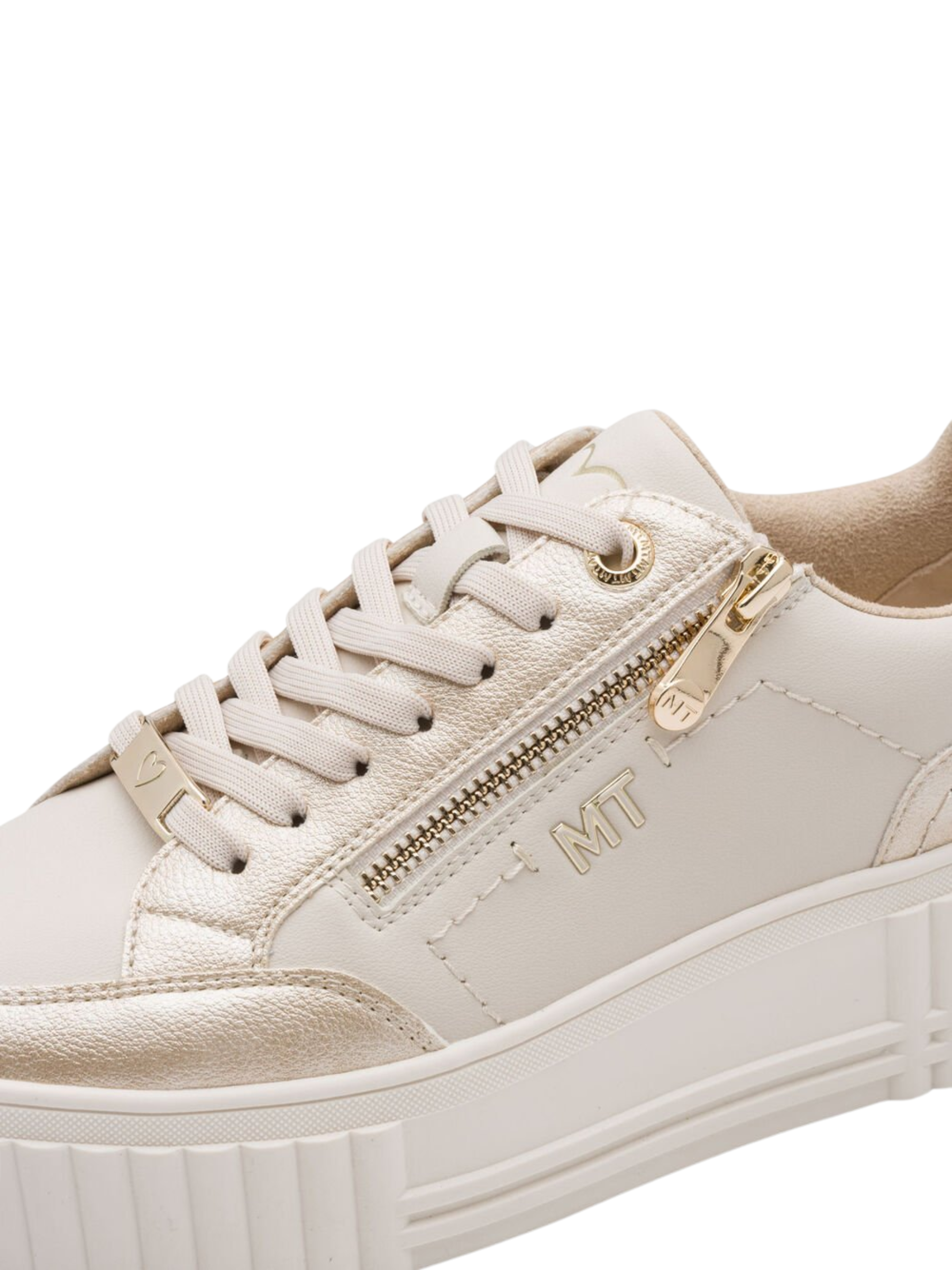 Marco Tozzi 23728 403 cream comb women's platform trainers with zip and lace fastening cream casual trainers.